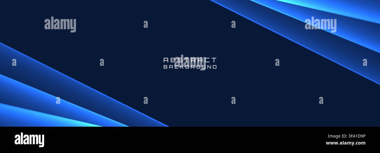 Arrière-plan technologique bleu abstrait. Lignes incurvées lumineuses avec espace de copie sombre. Design futuriste moderne pour entreprise, présentation, site web, bannière Illustration de Vecteur