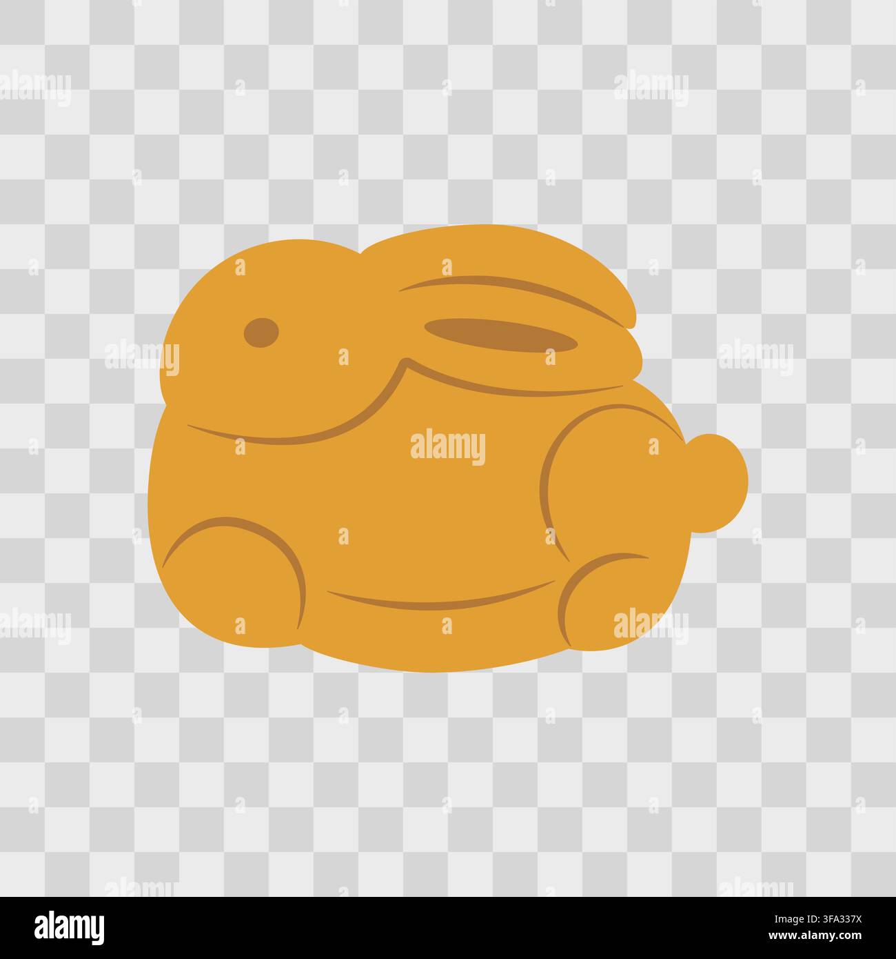 Illustration de gâteau de lune en forme de lapin Festival de la Mi-Automne Élément de conception plate minimaliste isolé. Vecteur pour cartes de Mi-Automne, emballages alimentaires, affiches, autocollants, étiquettes et graphismes pour réseaux sociaux. Illustration de Vecteur