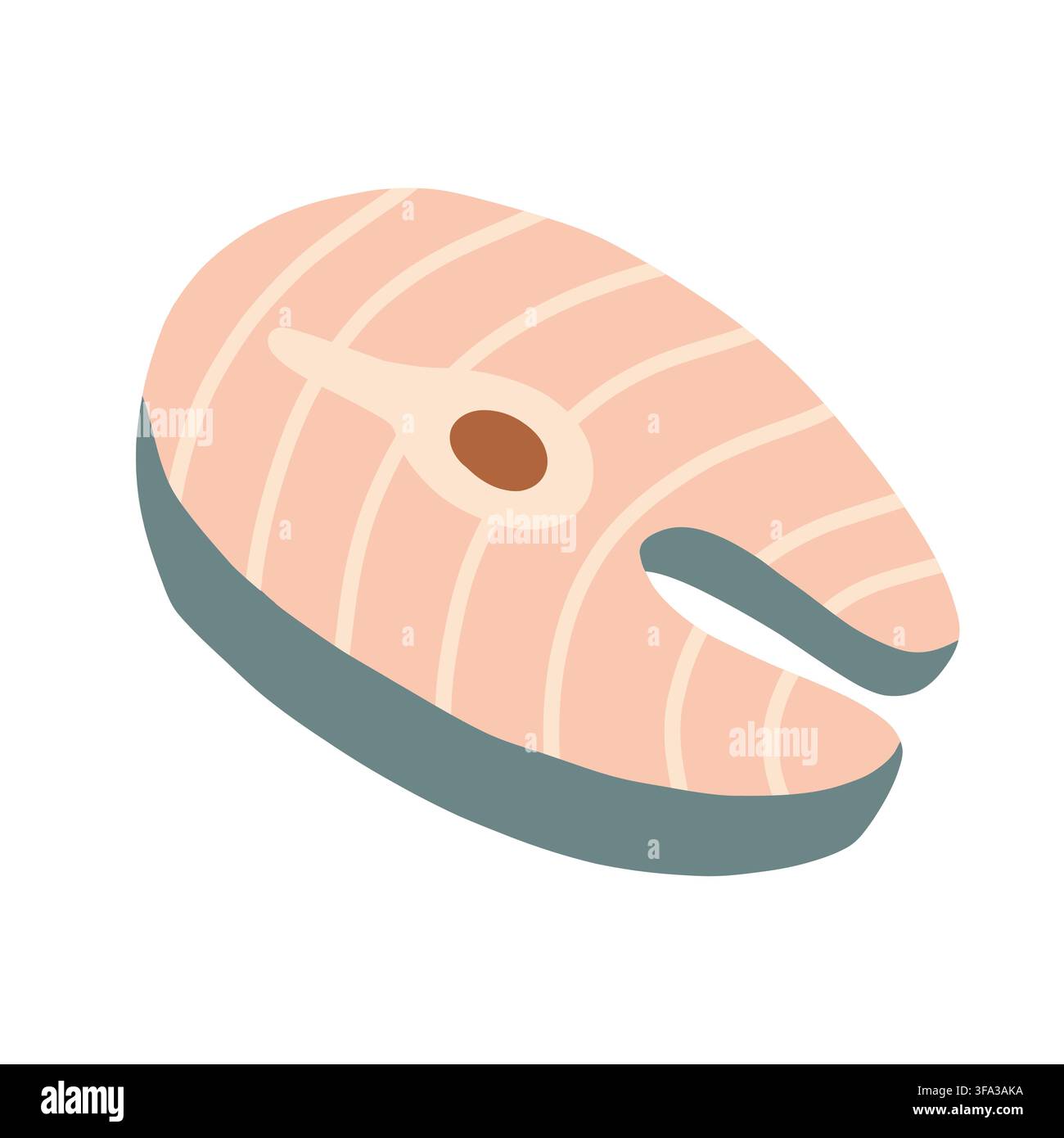 Illustration vectorielle d'un steak de saumon cru. Tranche de fruits de mer frais isolée sur fond blanc pour menu de grillade, cuisine saine, design de pique-nique et nourriture Illustration de Vecteur