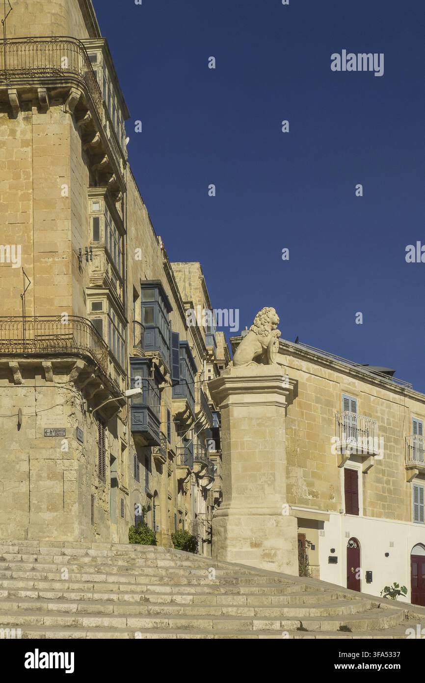 Malte ? La Valette, Lion de De Vilhena Banque D'Images