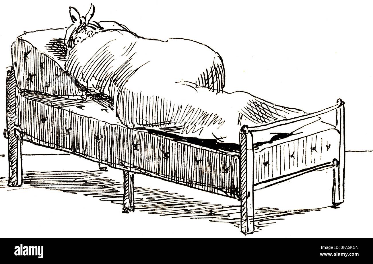 Scène de la vie d'un soldat, caricature, illustration historique de 1884 Banque D'Images