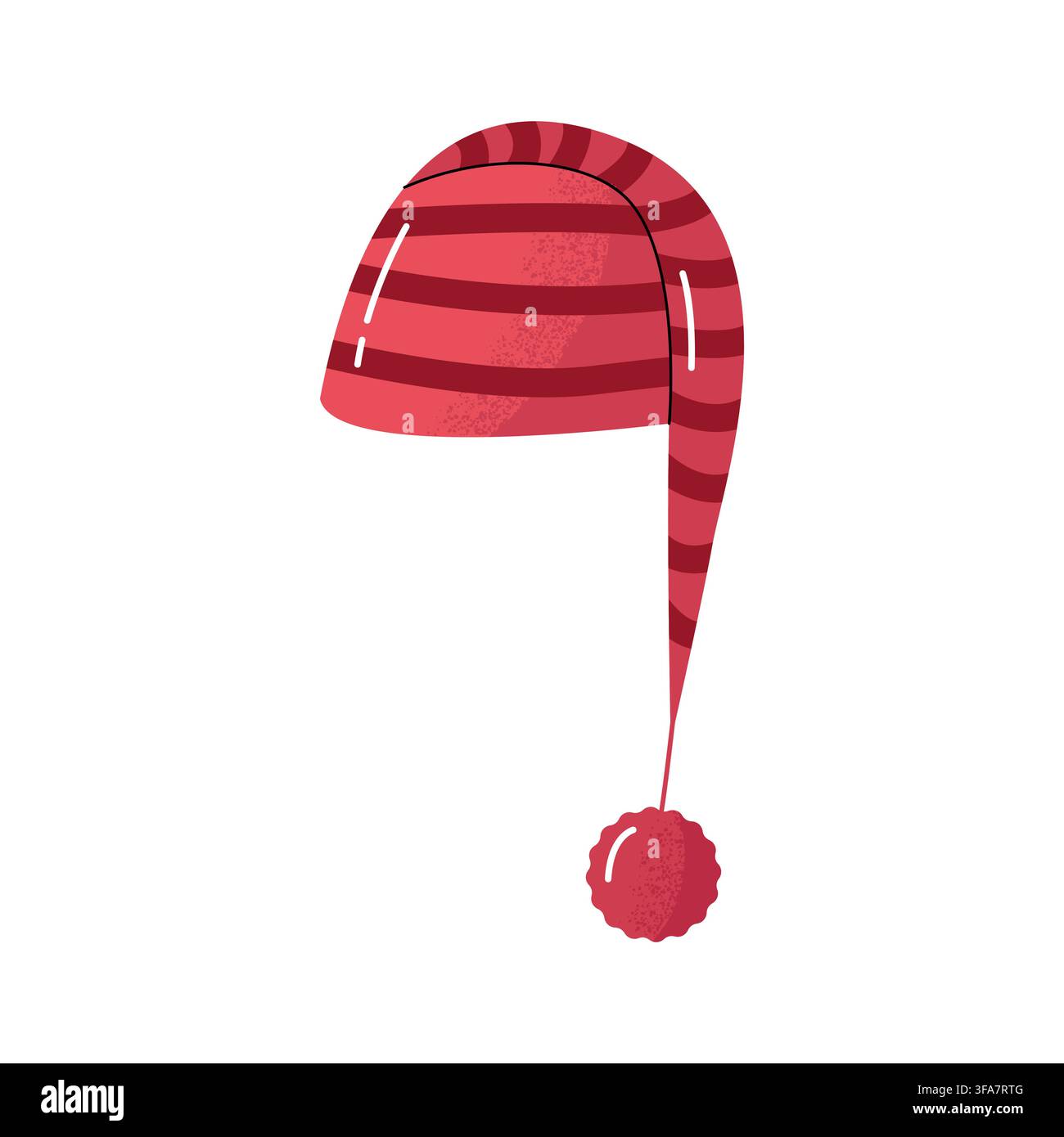 Bonnet d'hiver long rayé rouge avec illustration vectorielle à pompon Illustration de Vecteur
