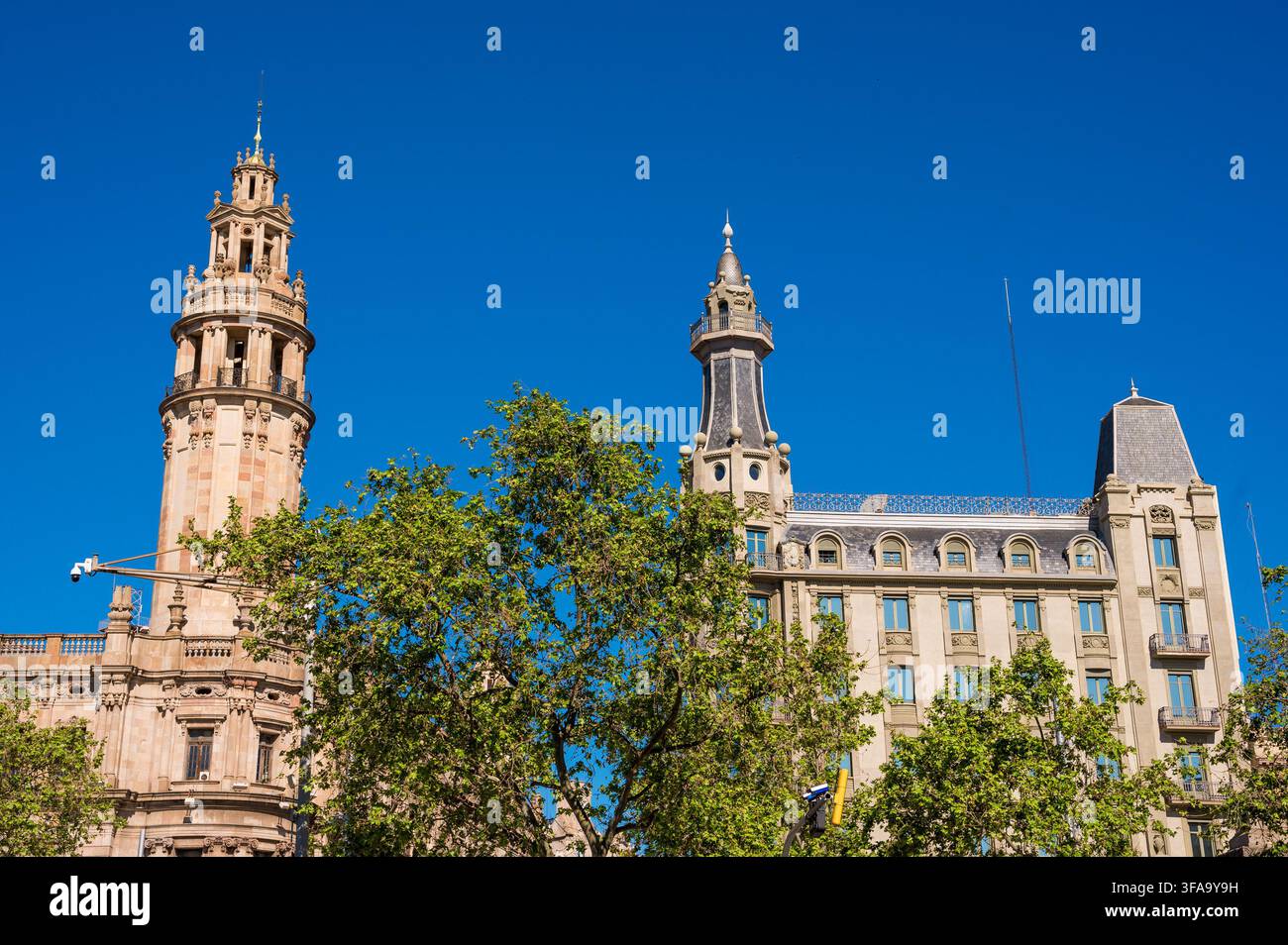 Bâtiment du bureau de poste central célèbre dans la ville de Barcelone, Espagne Banque D'Images