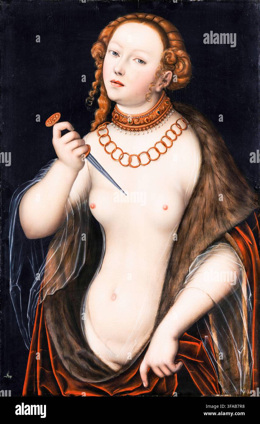 Lucas Cranach l'Ancien, Le Suicide de Lucrèce, peinture à l'huile sur lime, vers 1525 Banque D'Images