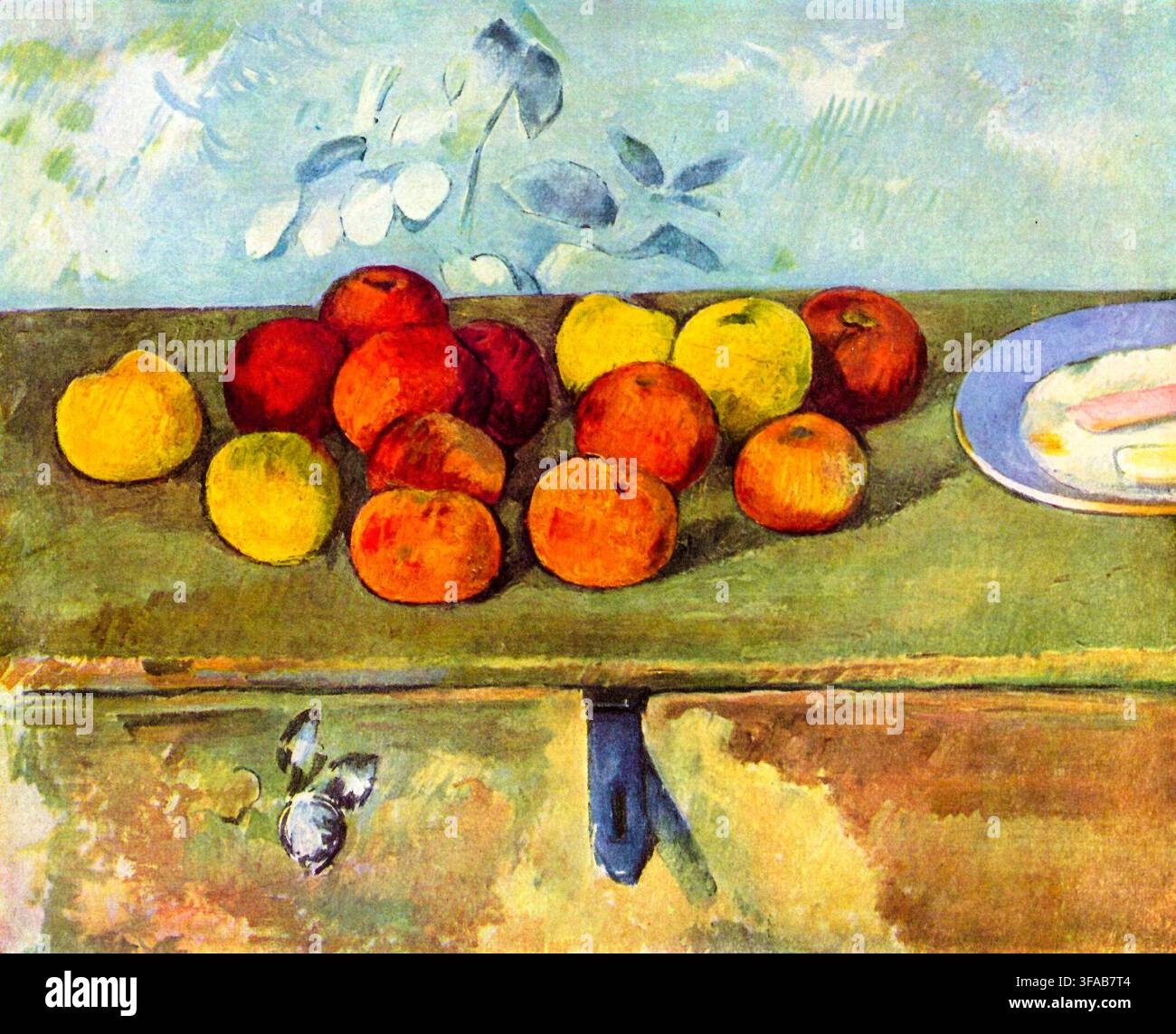 Paul Cézanne, nature morte aux pommes et aux pâtisseries, peinture à l'huile sur toile, 1879-1880 Banque D'Images