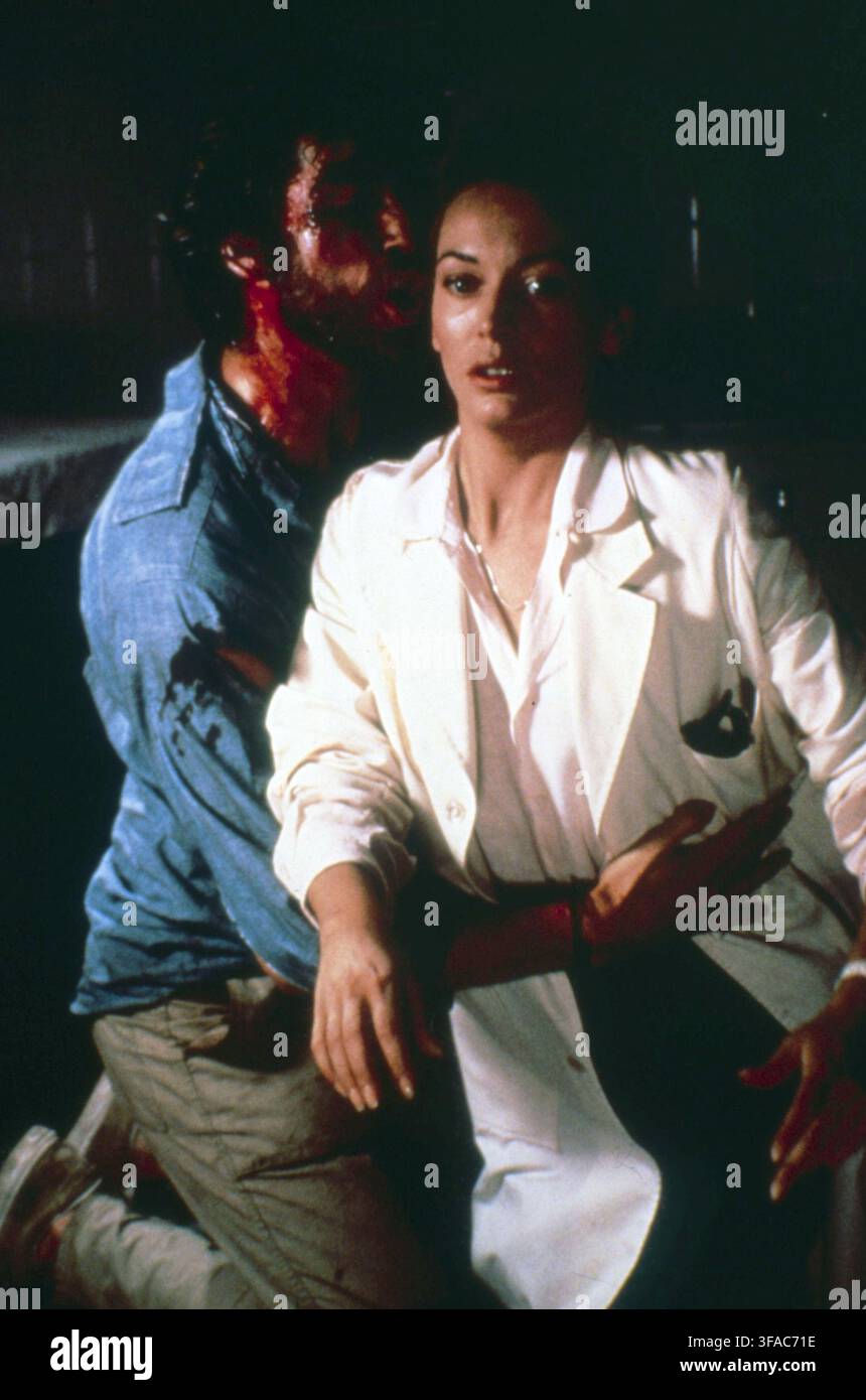 1986 Archivio Storico Publifoto/Olycom/LaPresse Nomads est un film de 1986 réalisé par John McTiernan, avec Lesley-Anne Down et Pierce Brosnan. Dans un hôpital de Los Angeles, un homme gravement blessé et en état de choc est admis ; il meurt après avoir mordu la doctoresse Eileen Flax qui s'était approchée pour mieux comprendre ses derniers mots à peine audibles. On découvre que l'homme était Jean-Charles Pommier, un anthropologue français talentueux. Eileen revit les derniers jours de Pommier et découvre qu'il suivait un groupe de jeunes punks nomades, incarnation des esprits Banque D'Images