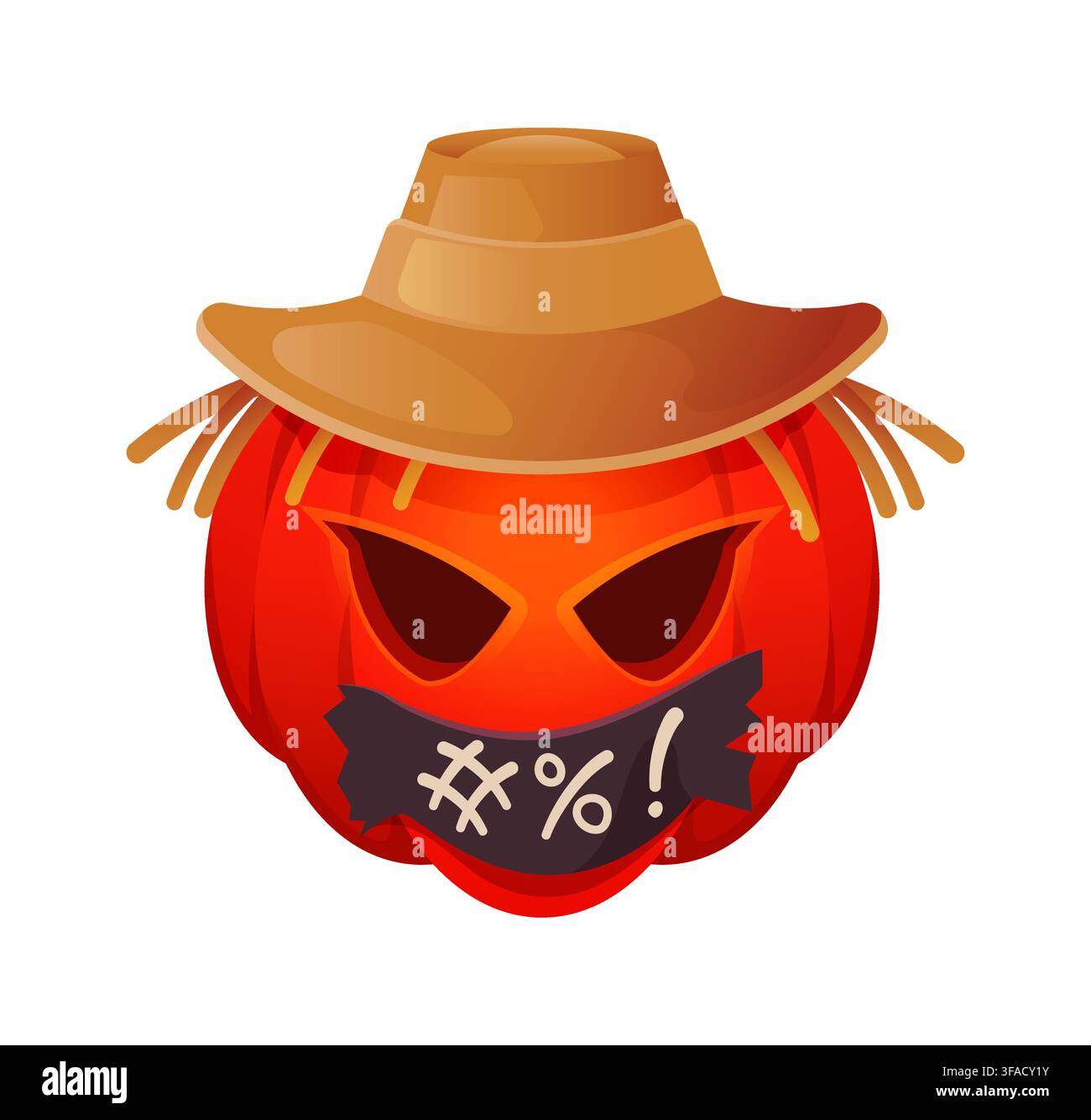 Icône de personnage emoji citrouille d'Halloween Illustration de Vecteur