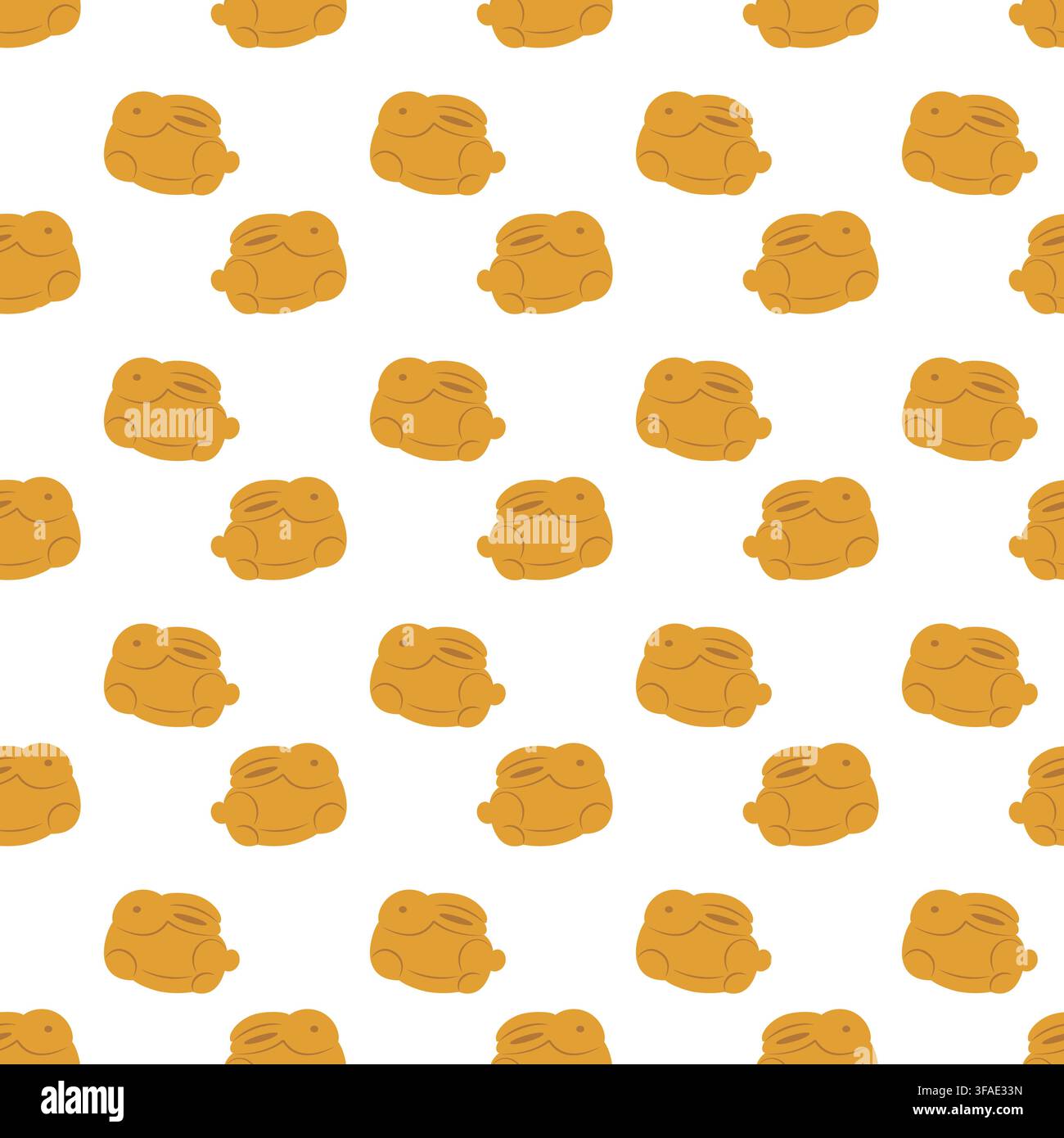 Motif sans couture avec des mooncakes en forme de lapin sur un fond du Festival de la Mi-Automne, design plat minimaliste. Illustration vectorielle isolée pour emballage, textile, emballage, papier peint, cartes ou marque saisonnière Illustration de Vecteur