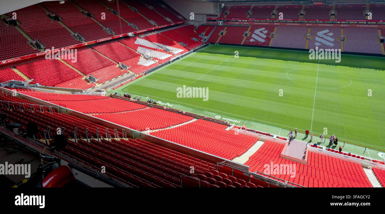 Stade de football d’Anfield, Anfield Road, Liverpool, Angleterre, Royaume-Uni – maison du Liverpool Football Club Banque D'Images
