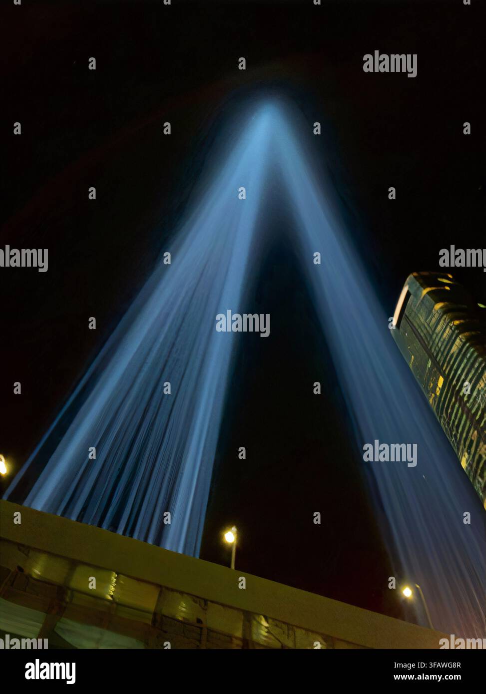 New York, New York, États-Unis - 30 août 2019 : Lumières du mémorial du 11 septembre Banque D'Images