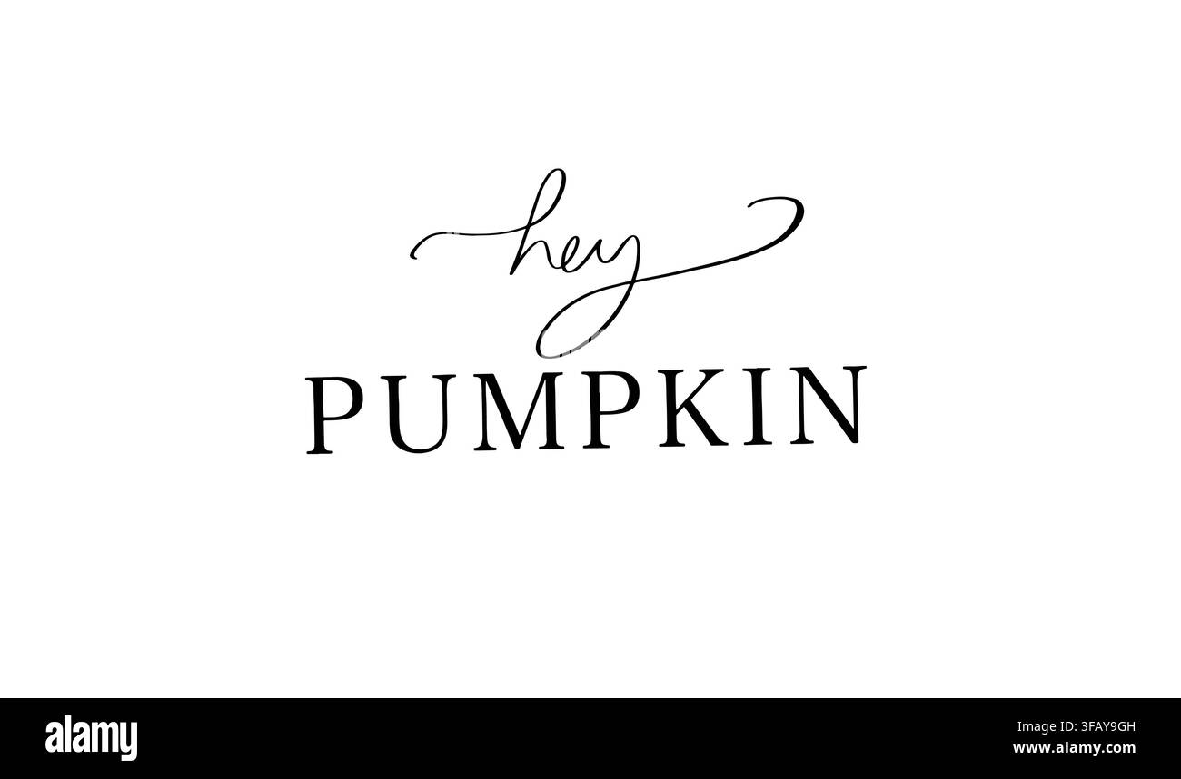 Hey Citrouille design de lettrage calligraphique élégant écrit à la main avec typographie classique sur fond blanc Banque D'Images