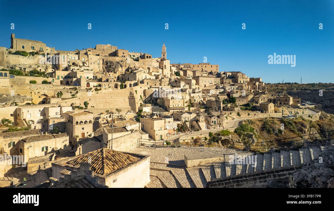 Belle vue de la vieille ville de Matera dans les Pouilles, Italie Banque D'Images