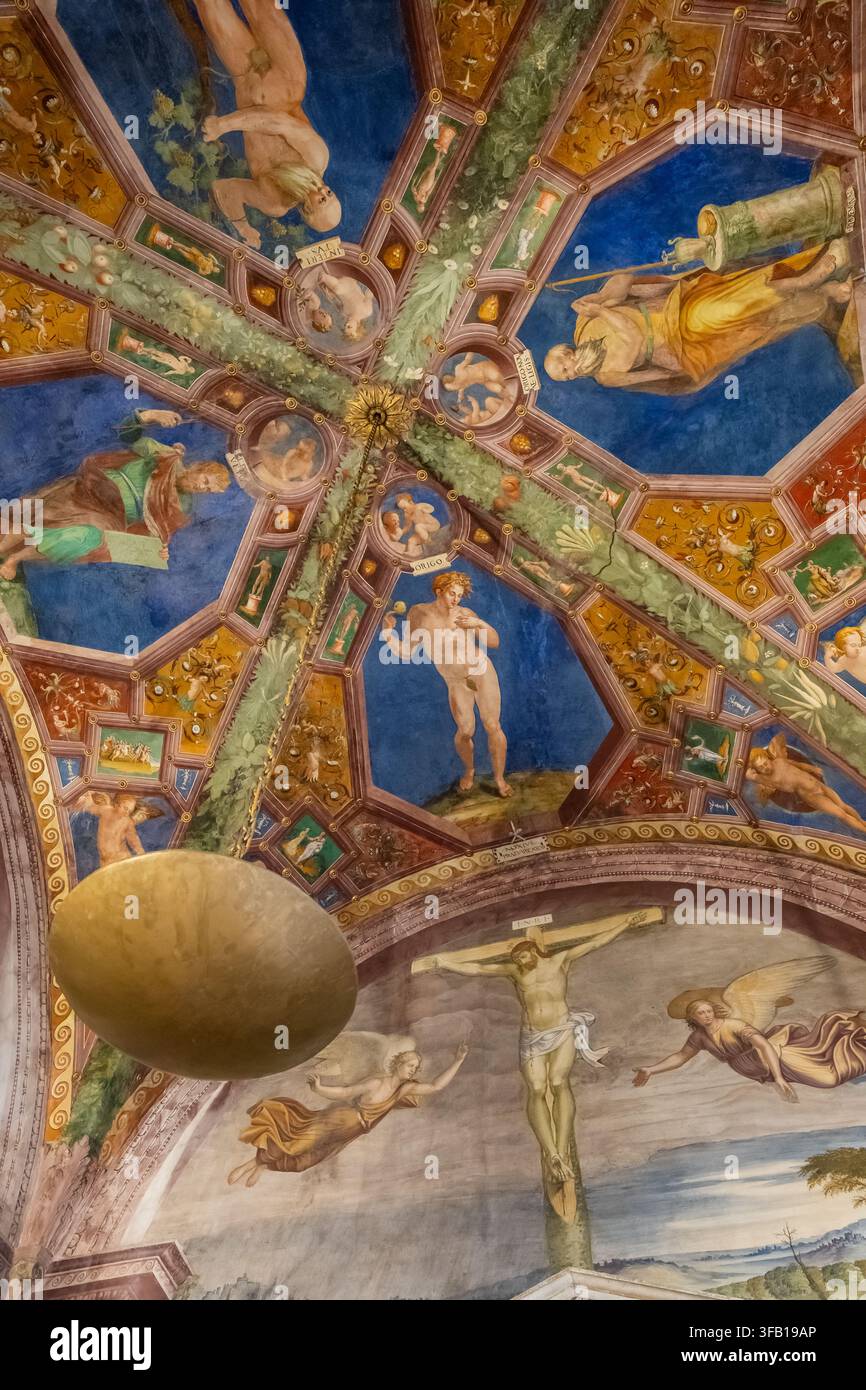 Fresques Renaissance au plafond du Duomo di Santa Maria Assunta, Spoleto, Italie Banque D'Images