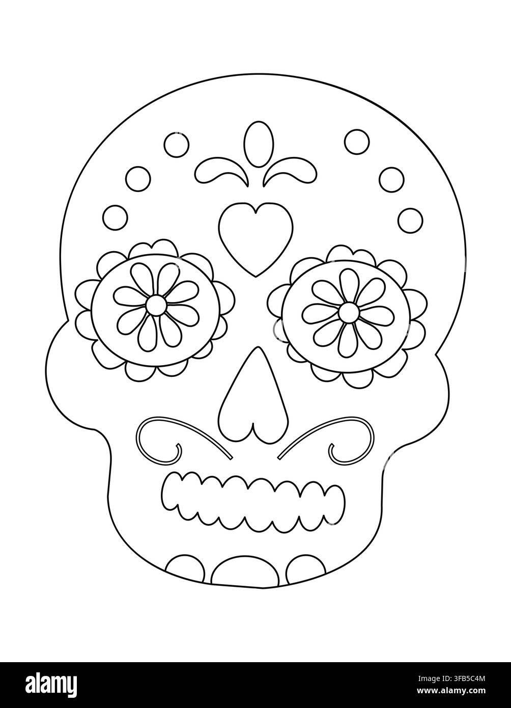 Design complexe de crâne en sucre pour le coloriage créatif et l'expression, parfait pour l'art-thérapie et les célébrations festives Illustration de Vecteur