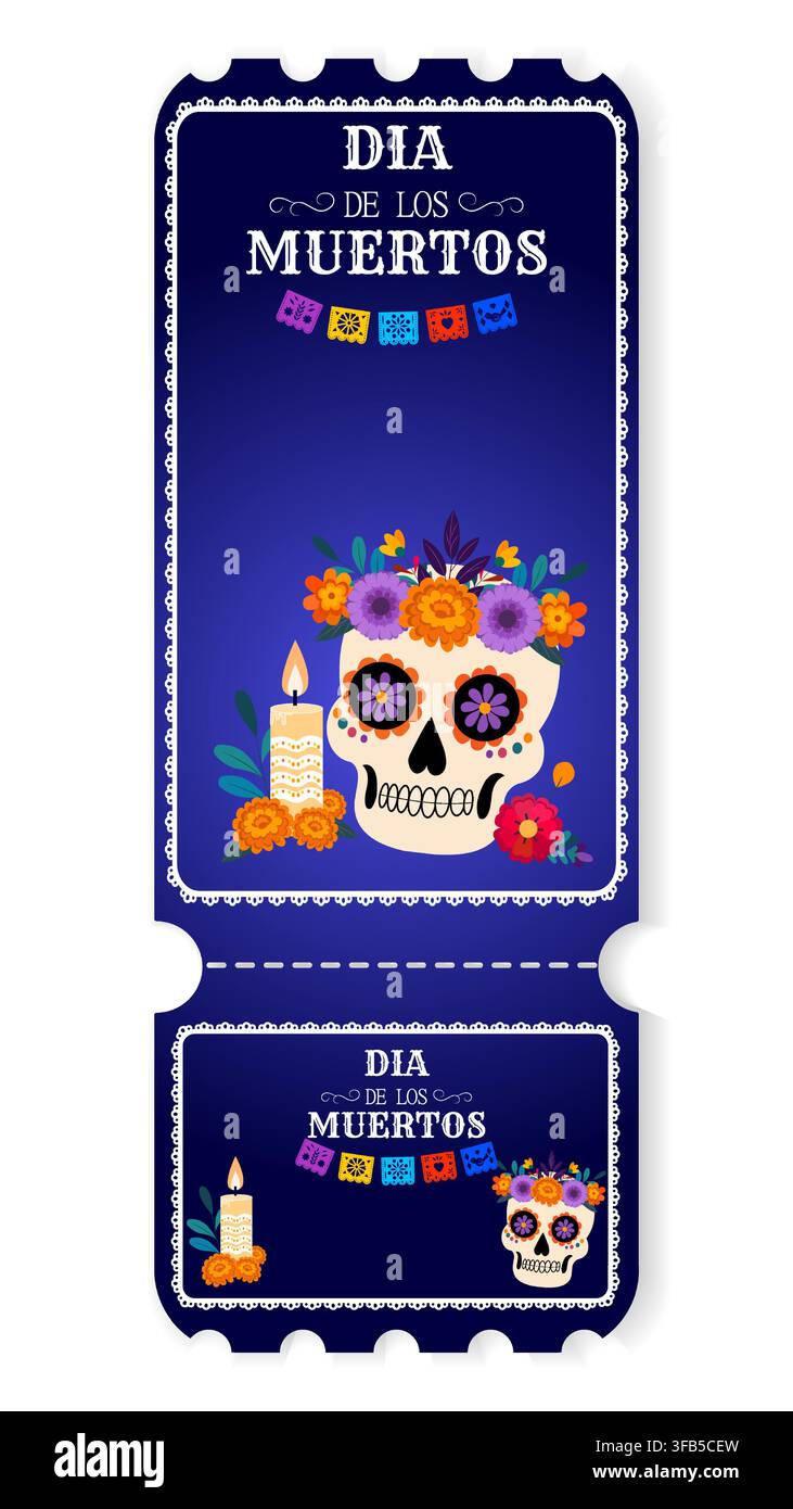 Célébrations festives du Jour des Morts mettant en vedette des décorations de crânes colorées, des bougies et des fleurs symbolisant la vie et le souvenir Illustration de Vecteur