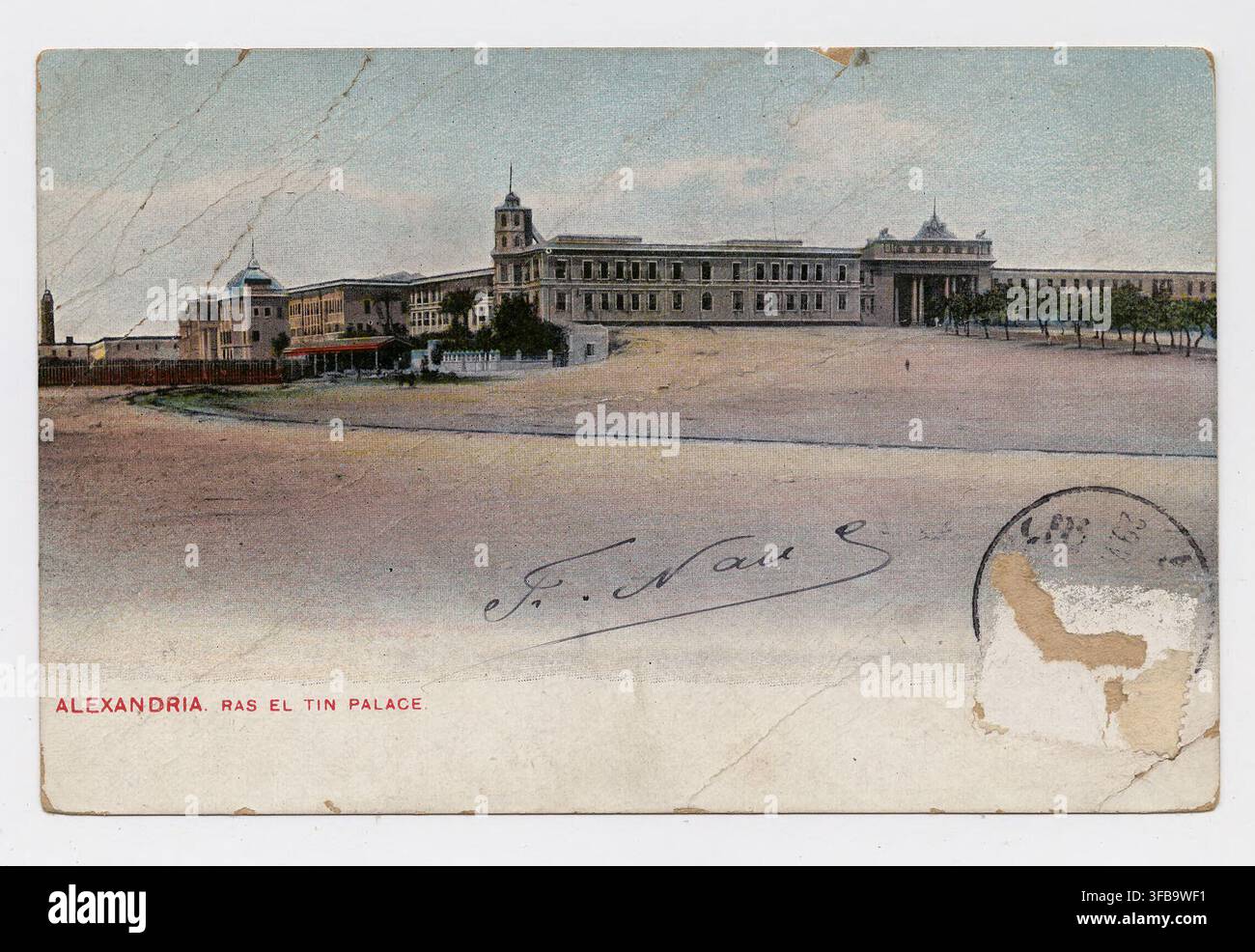 Le palais de Ras El Tin à Alexandrie, en Égypte, sur une photographie du début du XXe siècle, un palais historique de la ville. Banque D'Images