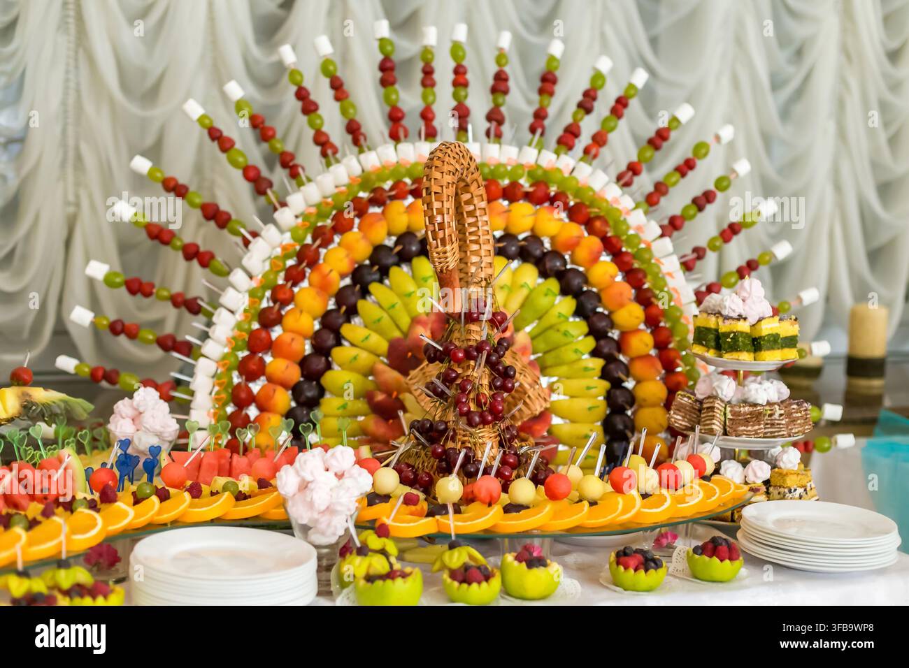 buffets, hors-d'œuvre, table de mariage Banque D'Images