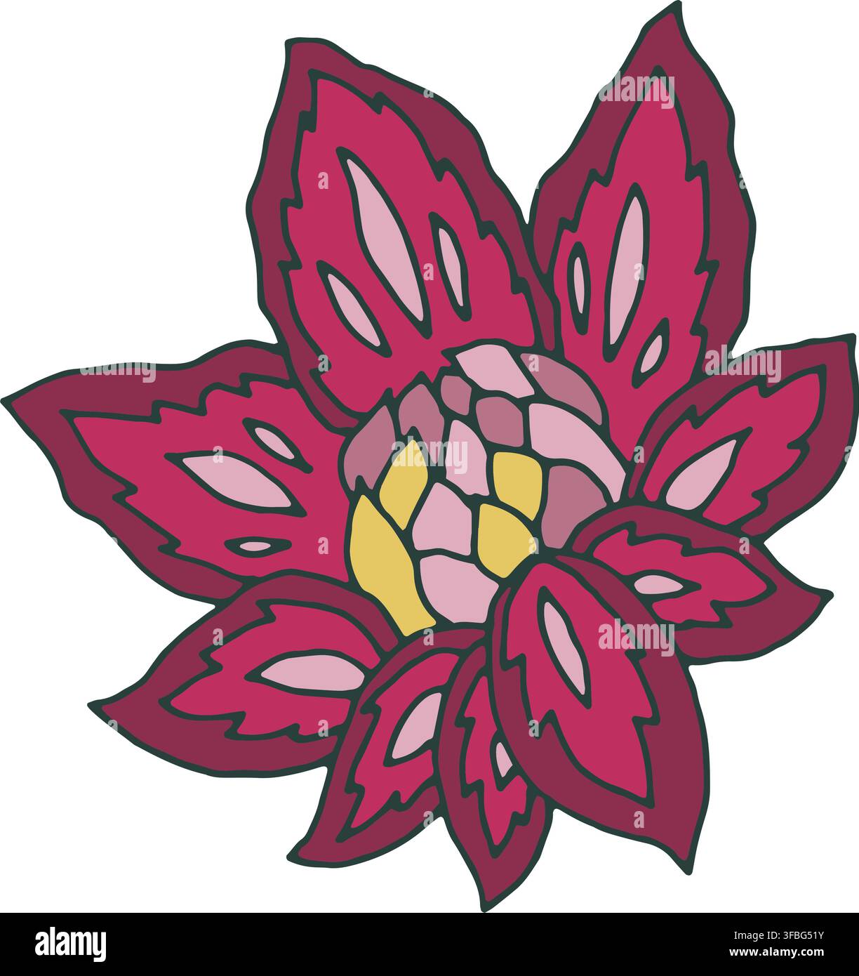 Élément botanique floral populaire magenta vibrant Illustration de Vecteur