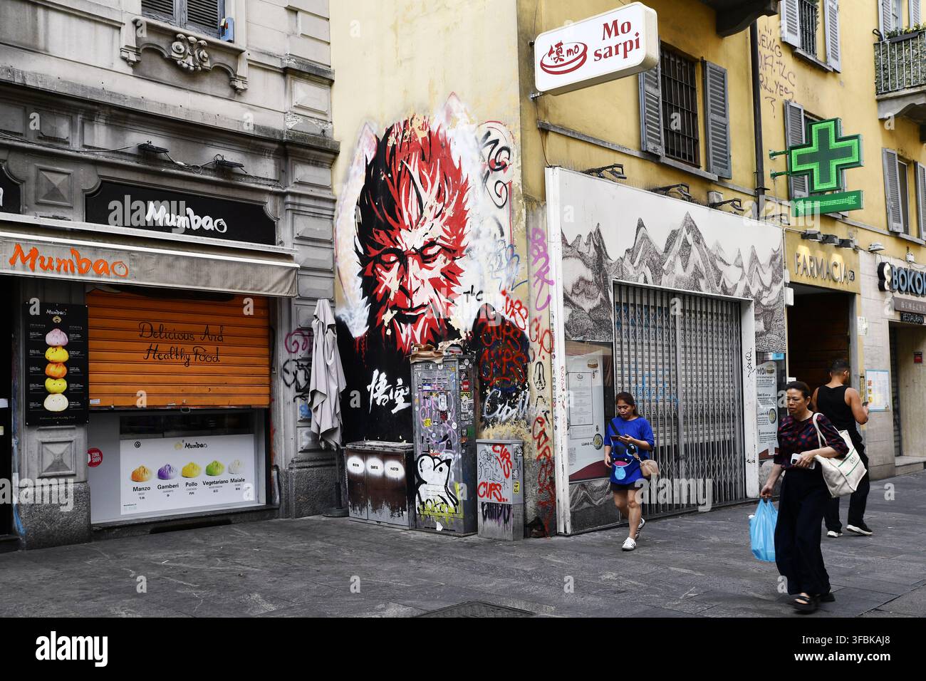 Peintures et tags d'art de rue Milan - Italie Banque D'Images
