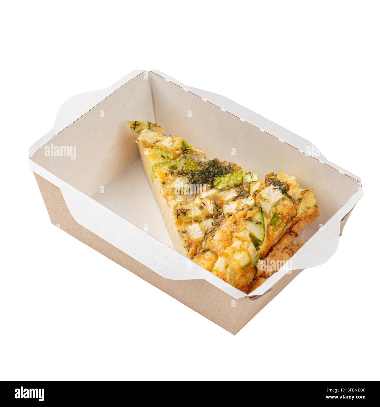 Tranche de casserole de légumes au four dans une boîte à emporter artisanale Banque D'Images