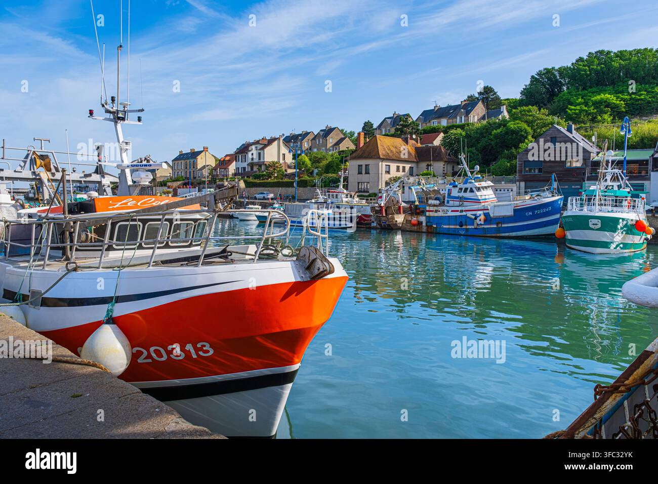 France, Calvados, Port-en-Bessin-Huppain, port de Port-en-Bessin Banque D'Images