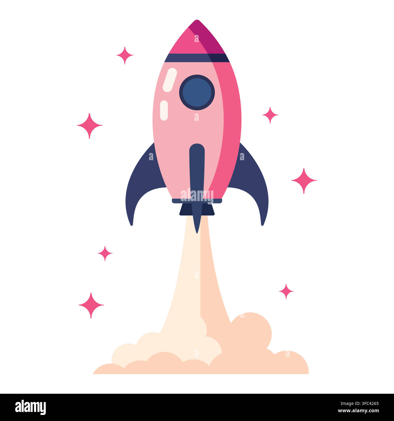 Fusée décollant dans l'espace, représentant le lancement d'une start-up, l'innovation, la croissance, le succès futur et le développement commercial Illustration de Vecteur