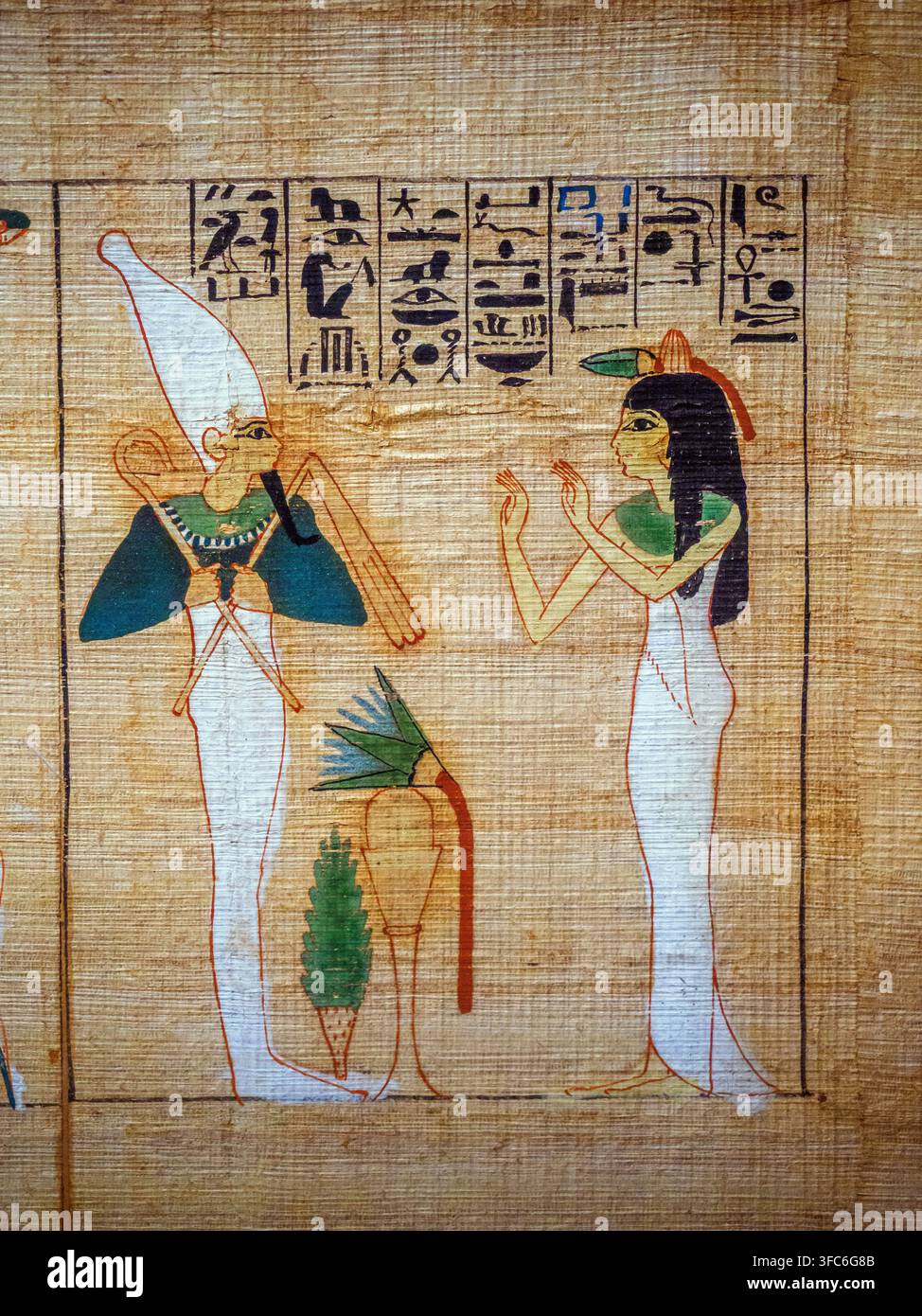 Détail - Papyrus de Djedkhonsuiusankh, la chanteuse d'Amon - troisième période intermédiaire - Papyrus - cachette de Bab el-Gasus - Deir el-Bahari, Louxor Banque D'Images