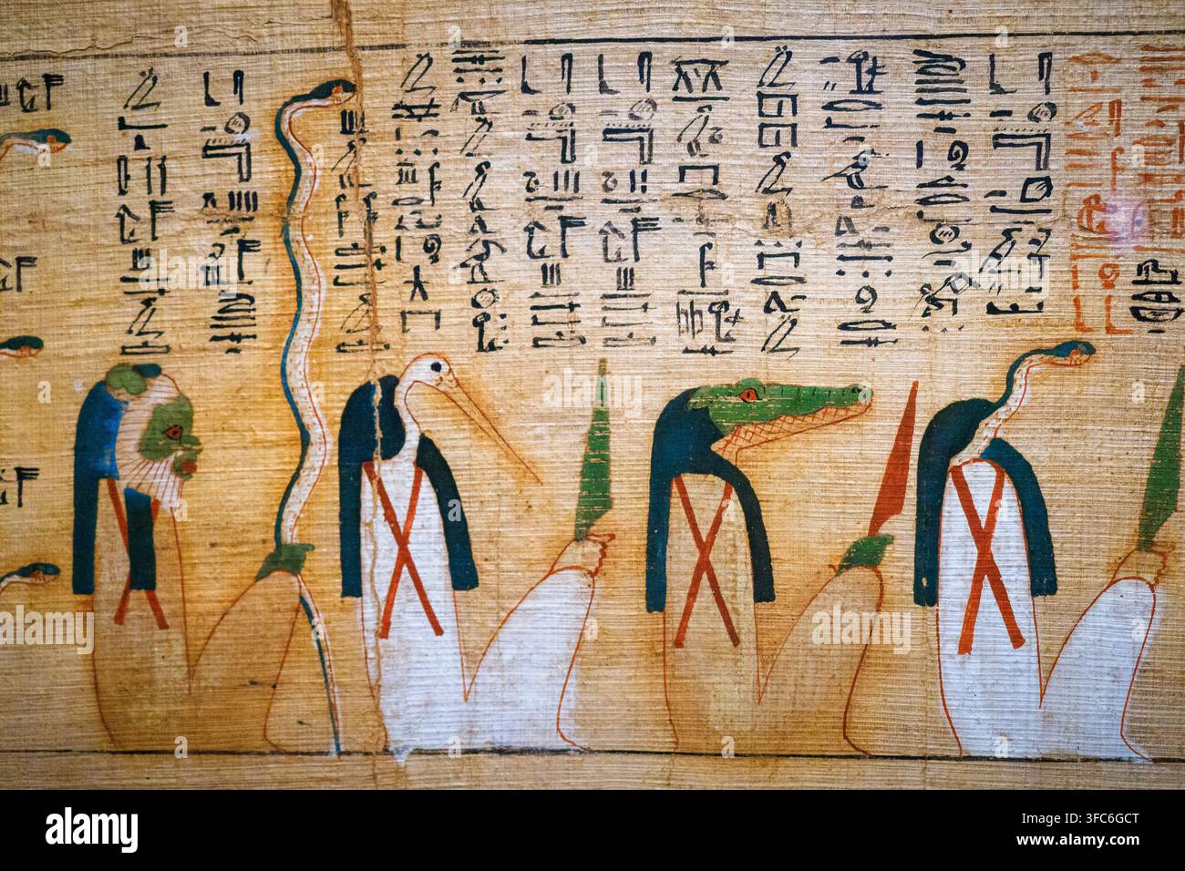 Détail - Papyrus de Djedkhonsuiusankh, la chanteuse d'Amon - troisième période intermédiaire - Papyrus - cachette de Bab el-Gasus - Deir el-Bahari, Louxor Banque D'Images