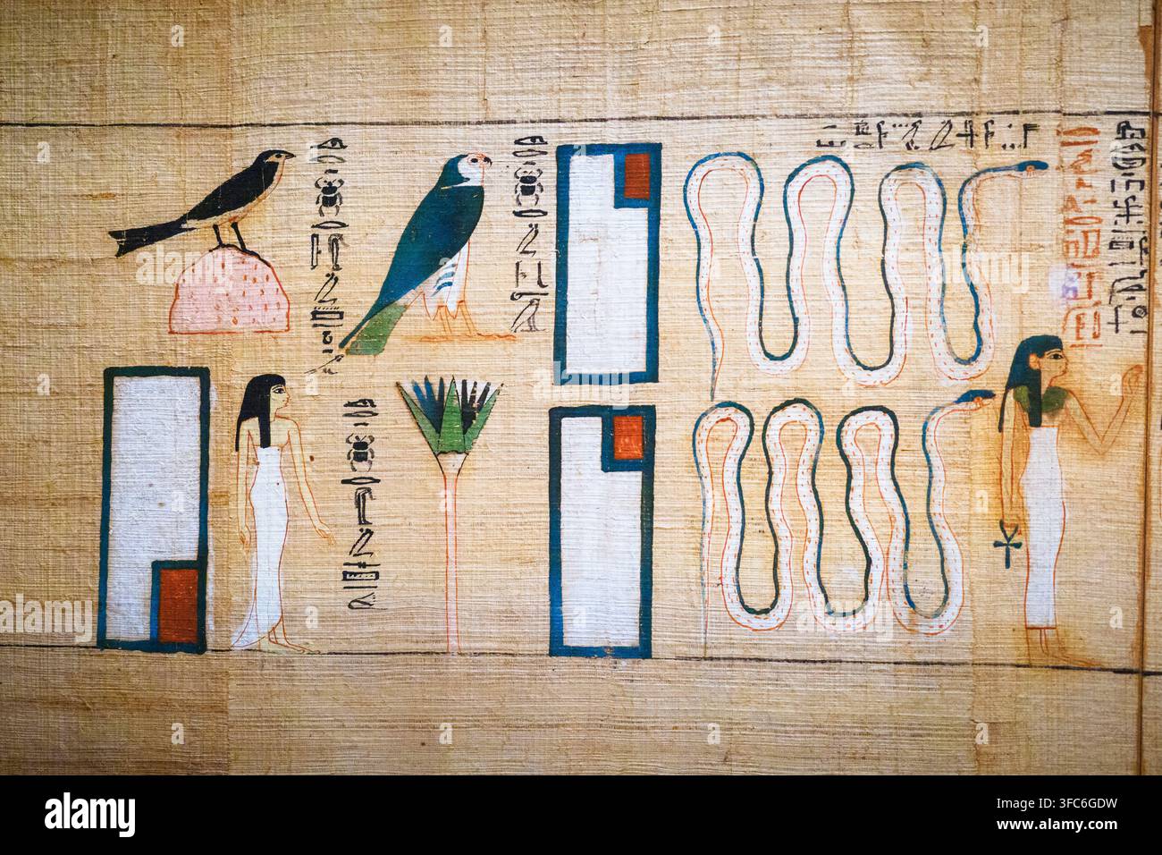 Détail - Papyrus de Djedkhonsuiusankh, la chanteuse d'Amon - troisième période intermédiaire - Papyrus - cachette de Bab el-Gasus - Deir el-Bahari, Louxor Banque D'Images