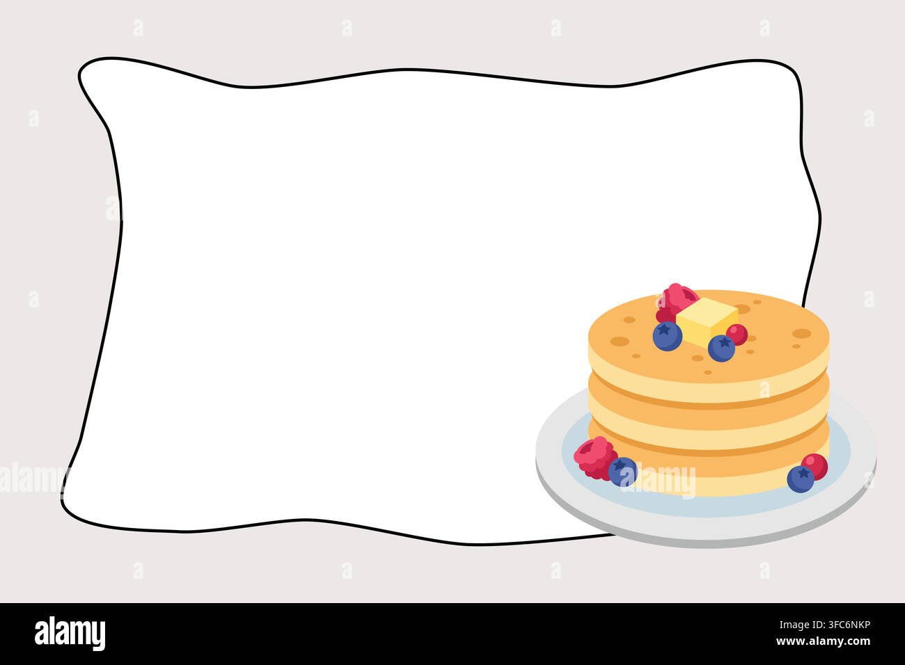 Pile de crêpes appétissantes avec un espace blanc propre, adaptée pour les menus de petit-déjeuner, la publicité alimentaire, les recettes, les emballages, les bannières et les promotions de café Illustration de Vecteur