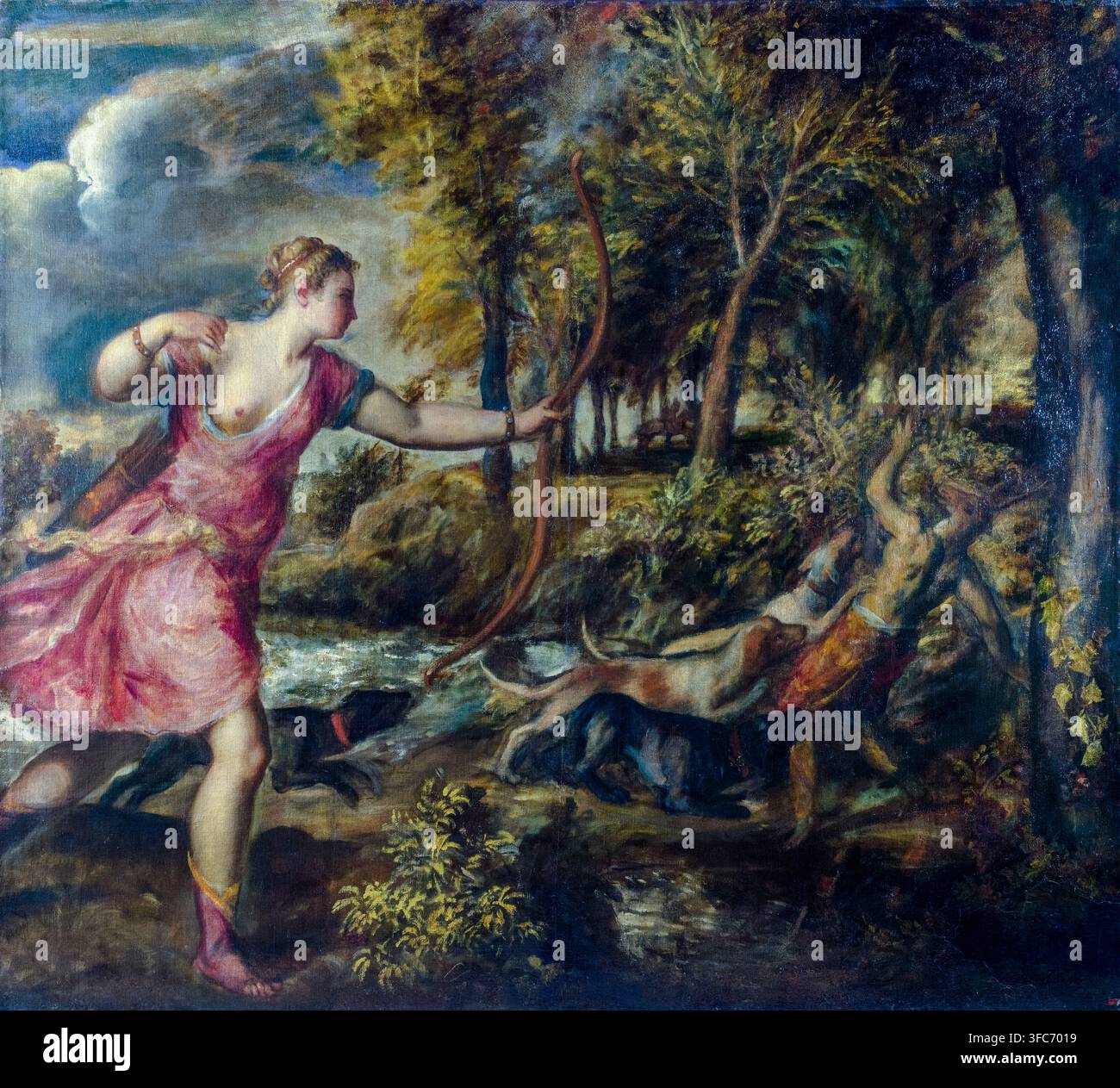 Tiziano Vecellio dit Titien, La Mort d'Actéon, peinture à l'huile sur toile, 1559-1575 Banque D'Images