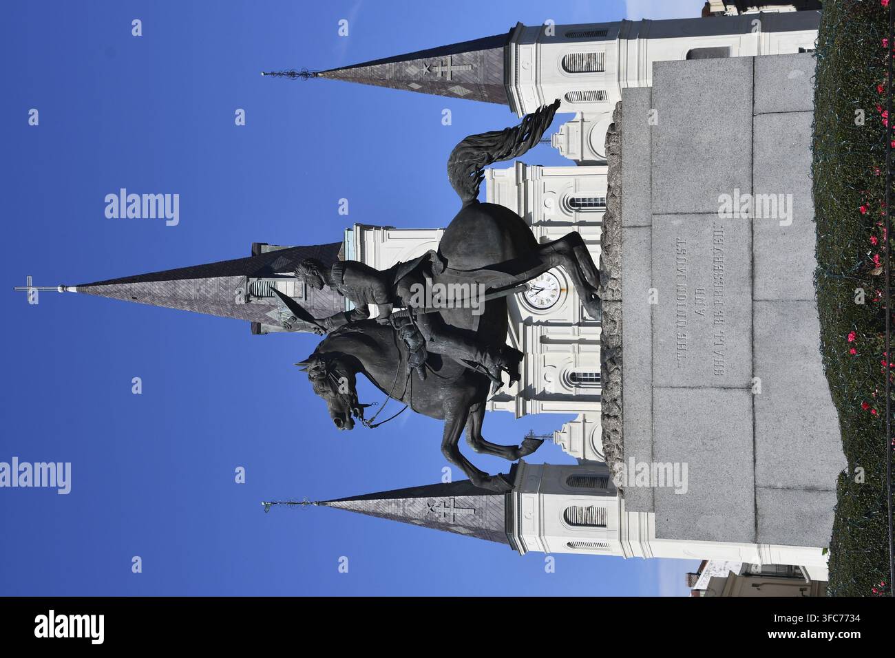 Statue d'Andrew Jackson à Jackson Square dans le quartier français de la Nouvelle-Orléans, Louisiane Banque D'Images