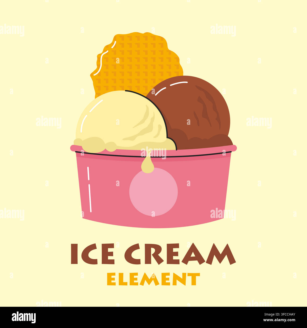 Cuillères de glace avec gaufre dans une tasse rose illustration vectorielle Illustration de Vecteur