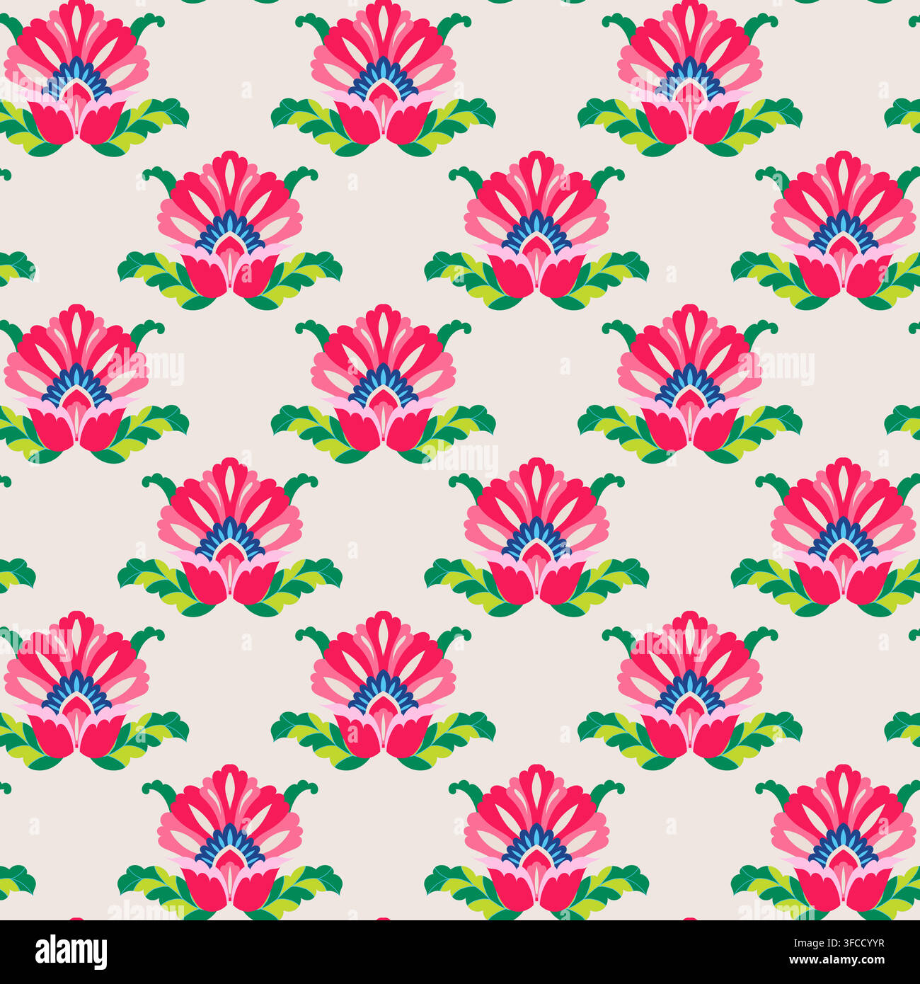 Vecteur floral folklorique rose vif Illustration de Vecteur