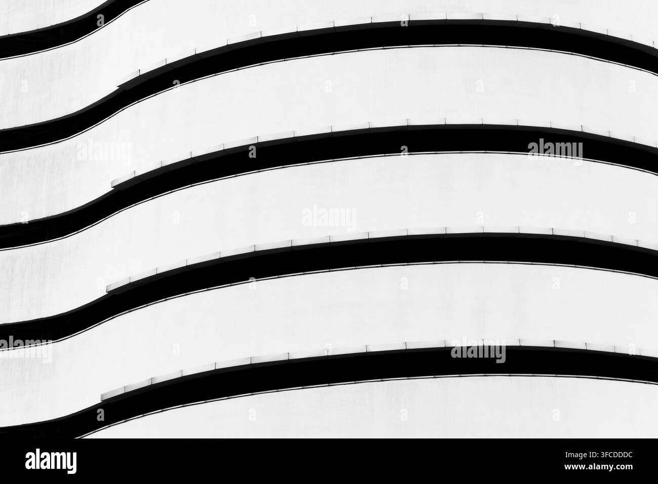 Architecture abstraite minimaliste noir et blanc avec des lignes courbes Banque D'Images