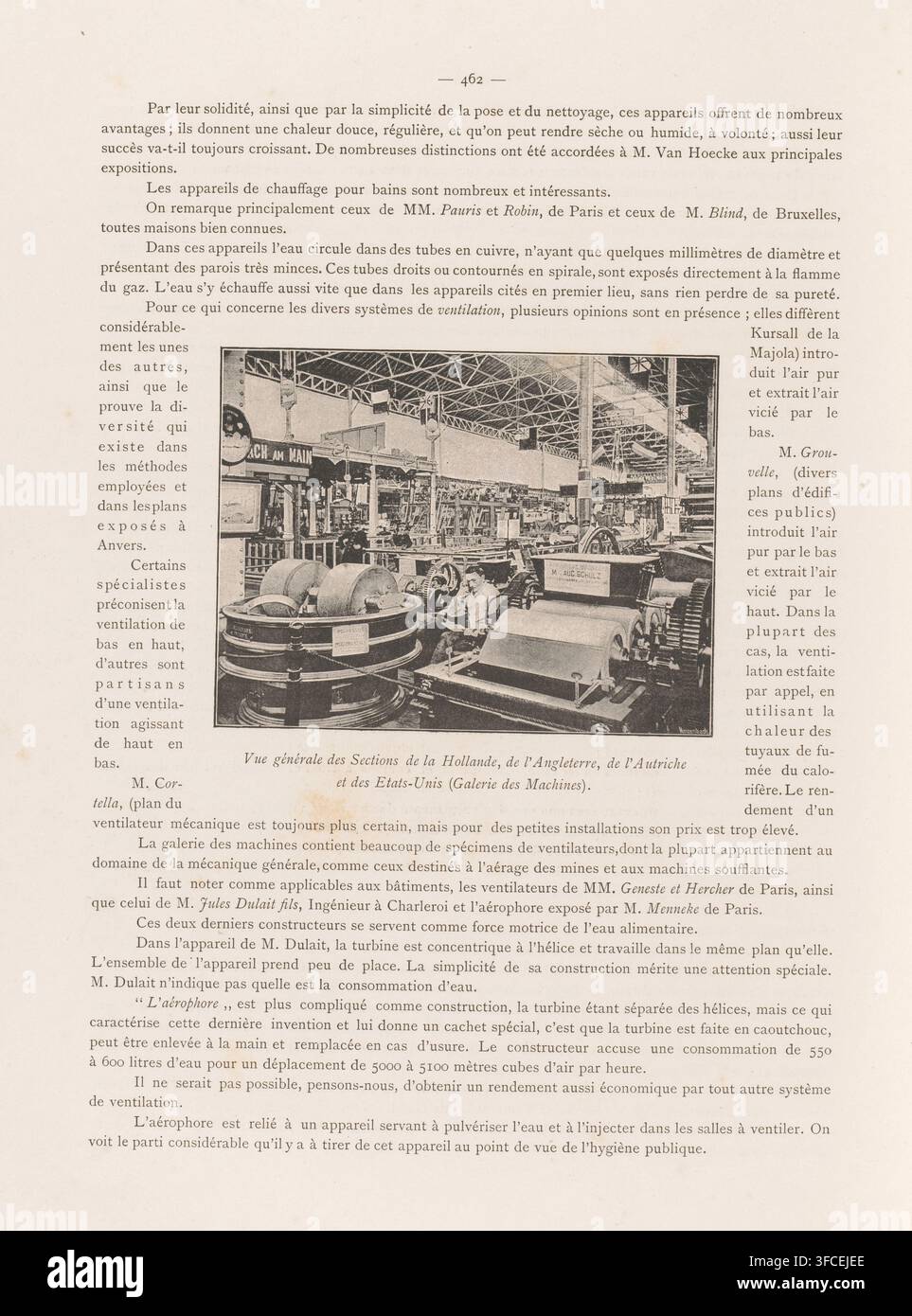 Vue générale des Sections de la Hollande, de l'Angleterre, de l'Autriche et des Etats-Unis (Galerie des Machines), Vue des parties néerlandaise, française, anglaise, autrichienne et américaine de l'Exposition universelle de 1885 à Anvers, page, impression photomécanique, Anvers, fabricant de clichés : Meisenbach's Autotype Company, c. 1880 - avant 1885, Meisenbach's Autotype Company, photographe, papier, autotypie, hauteur 108 mm x largeur 141 mm, exposition universelle, exposition mondiale, Exposition universelle de 1885 (Anvers), Période, 1885-05-02 - 1885-11-02., Une page sépia montrant une illustration photographique rectangulaire Banque D'Images