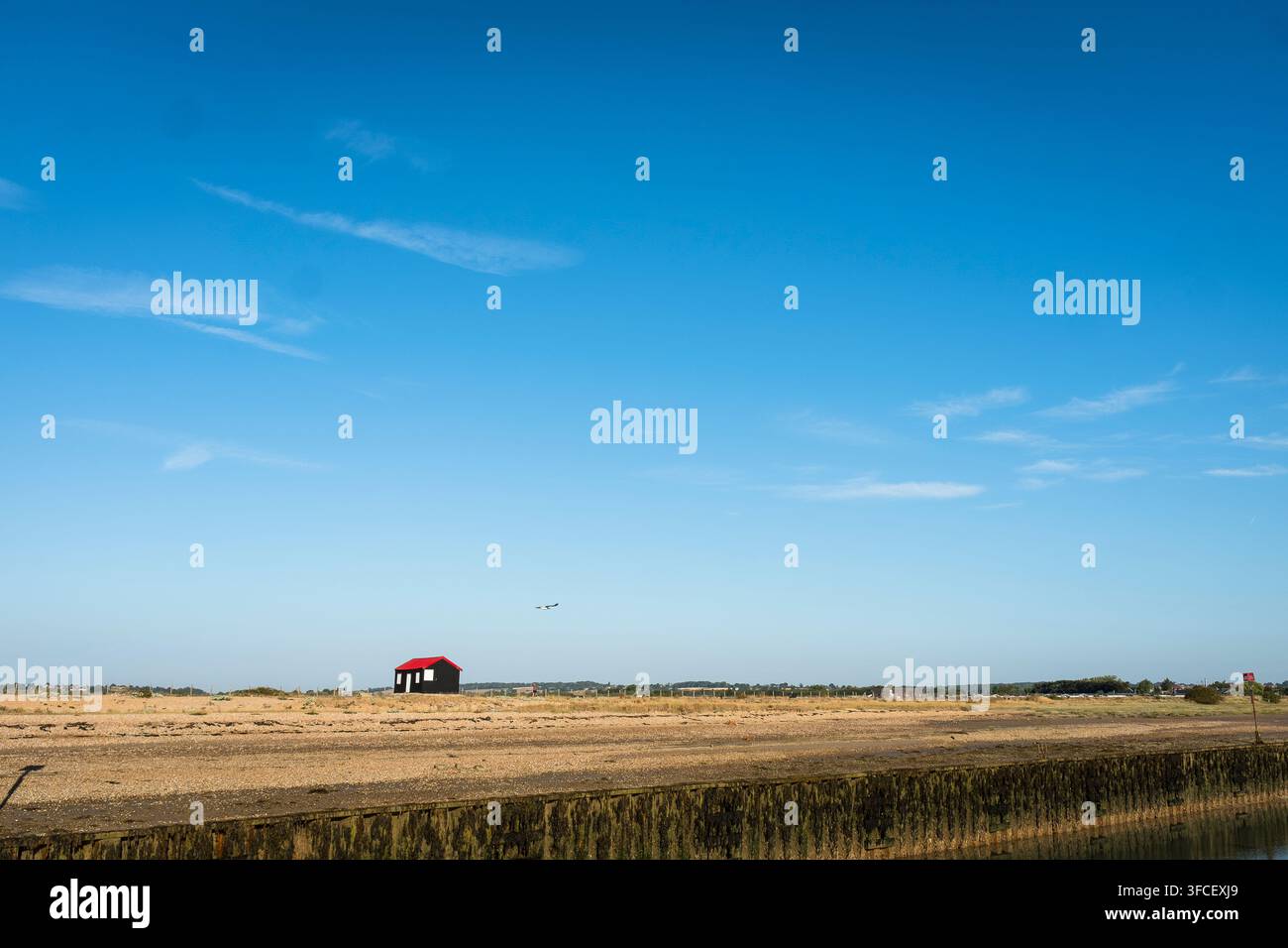 Une cabane près de la plage de Camber Sands, East Sussex, Royaume-Uni. (Photo de Christopher Pillitz / Alamy). Banque D'Images