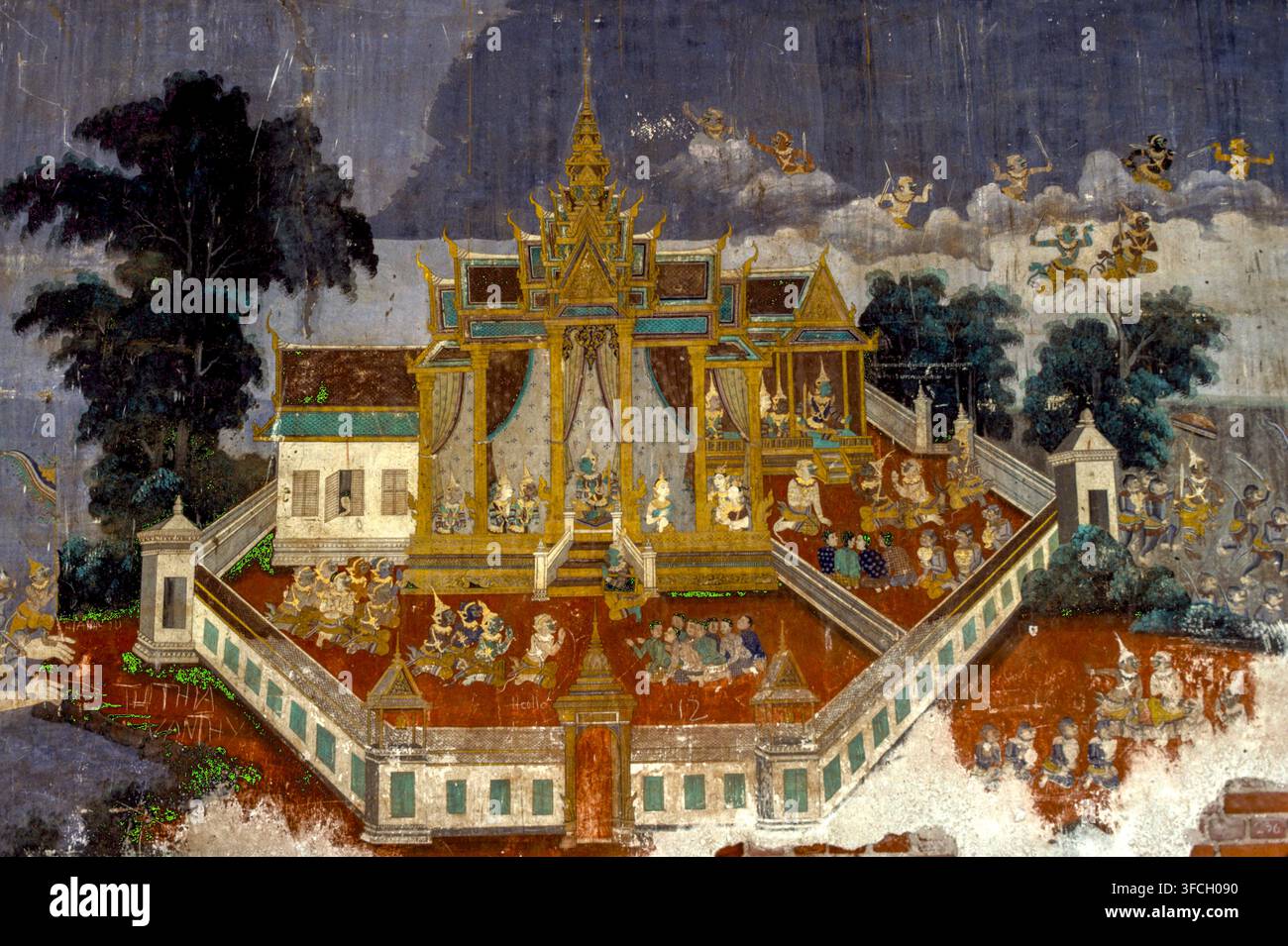 Palais royal, Phnom Penh, Cambodge, septembre 1988. Banque D'Images