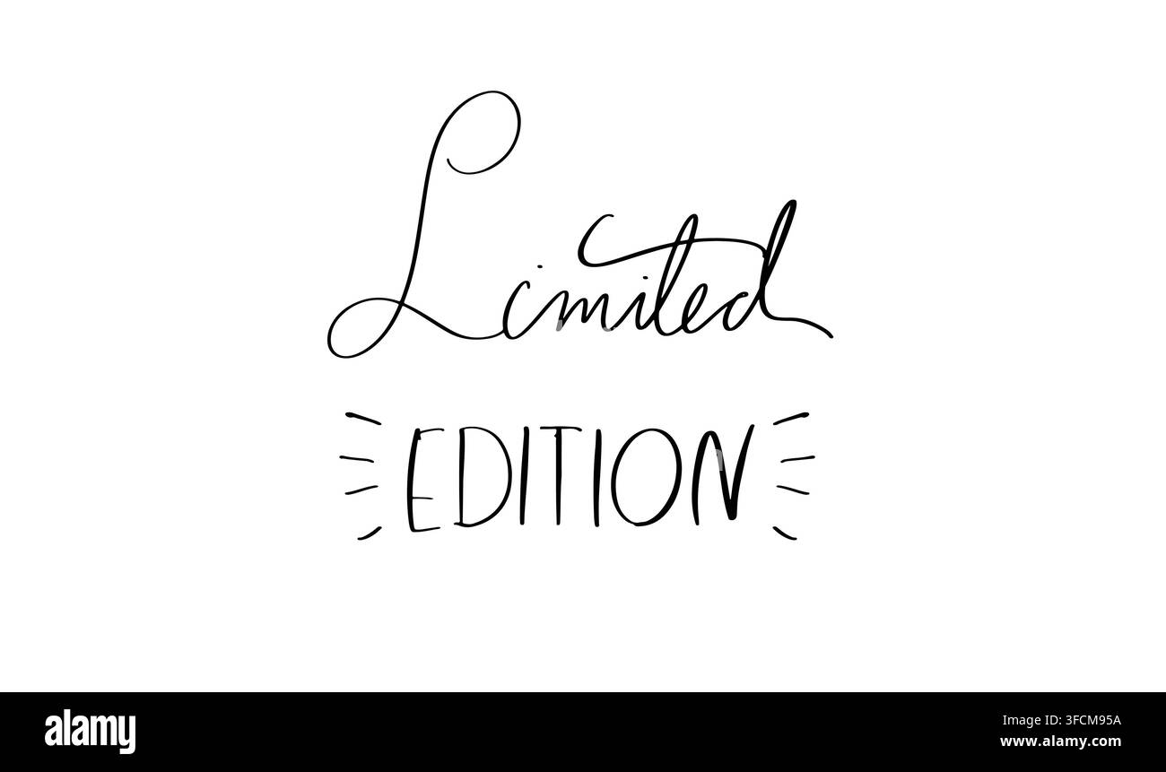 Police de caractères calligraphie en édition limitée Lettrage script objet noir icône Étiquette d'édition limitée Tampon emblème exclusif produit en édition limitée bu Banque D'Images