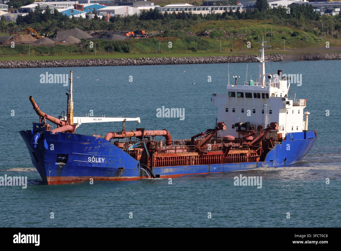 Soley (IMO 7711103), un dragueur à godet construit en 1979, vu dans le port de Reykjavik, Islande Banque D'Images