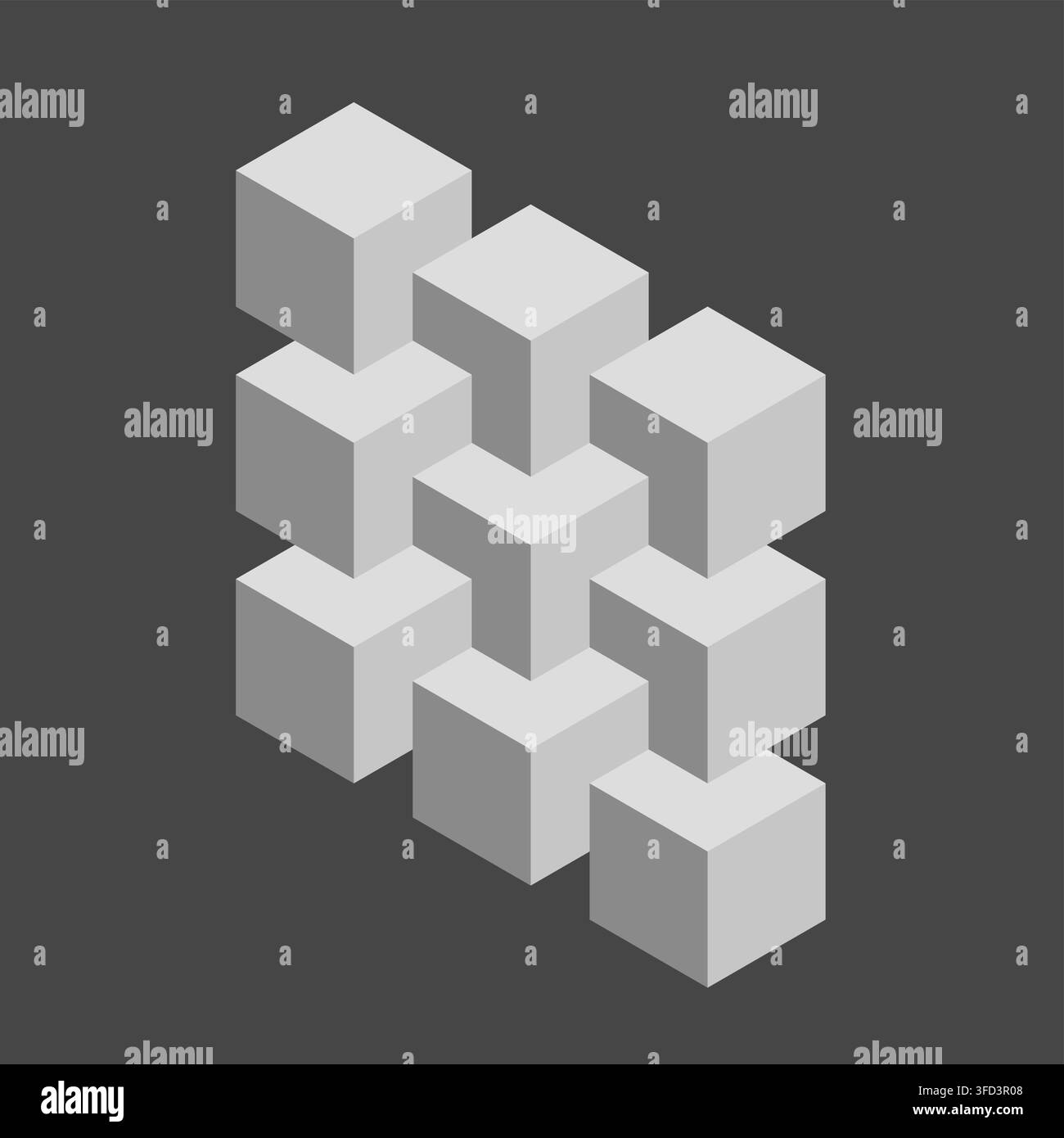 Cubes emboîtables impossibles. Illusion d'optique. Vecteur EPS modifiable Illustration de Vecteur