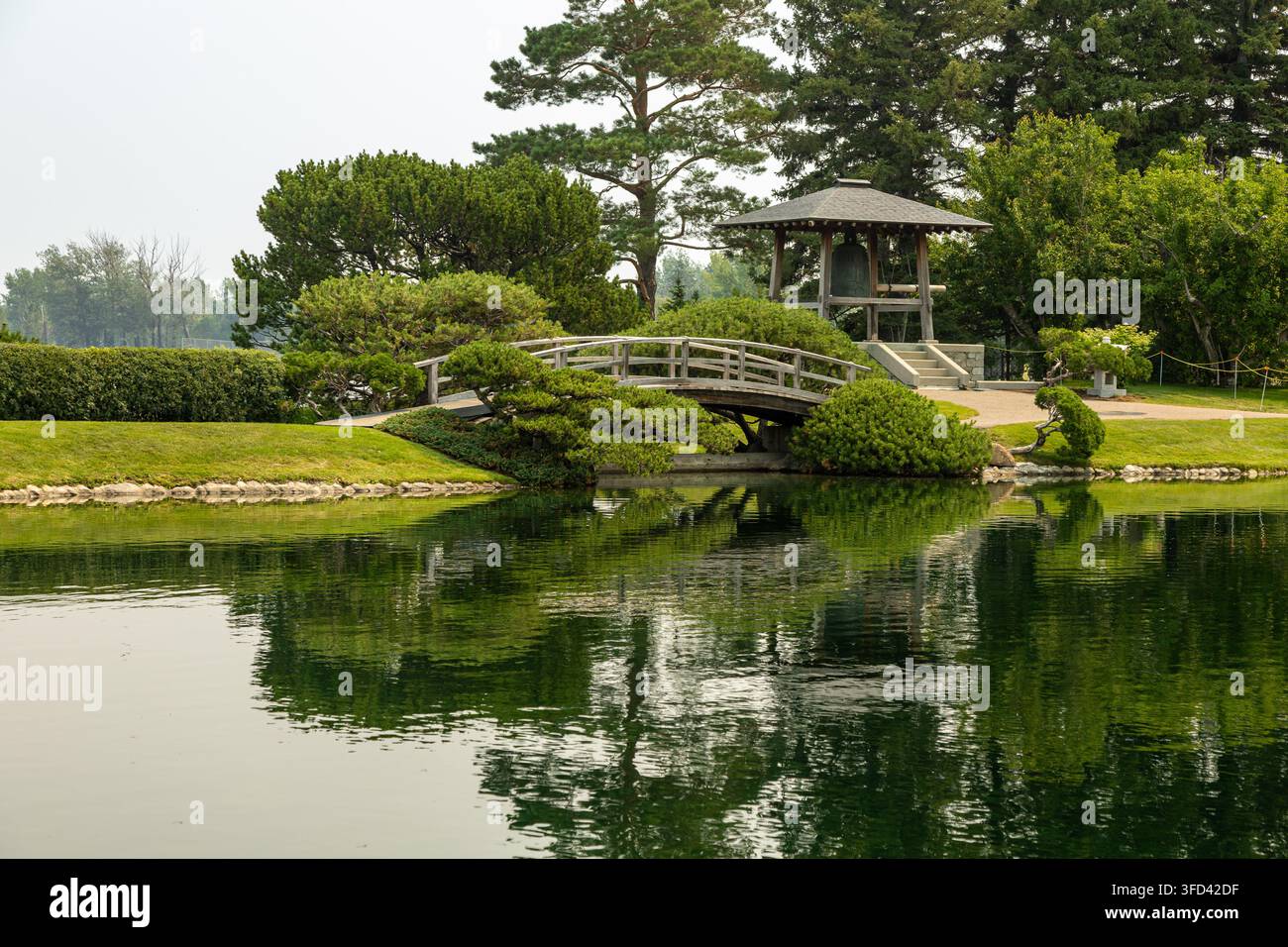 Paysage du jardin japonais Nikka Yuko. Banque D'Images