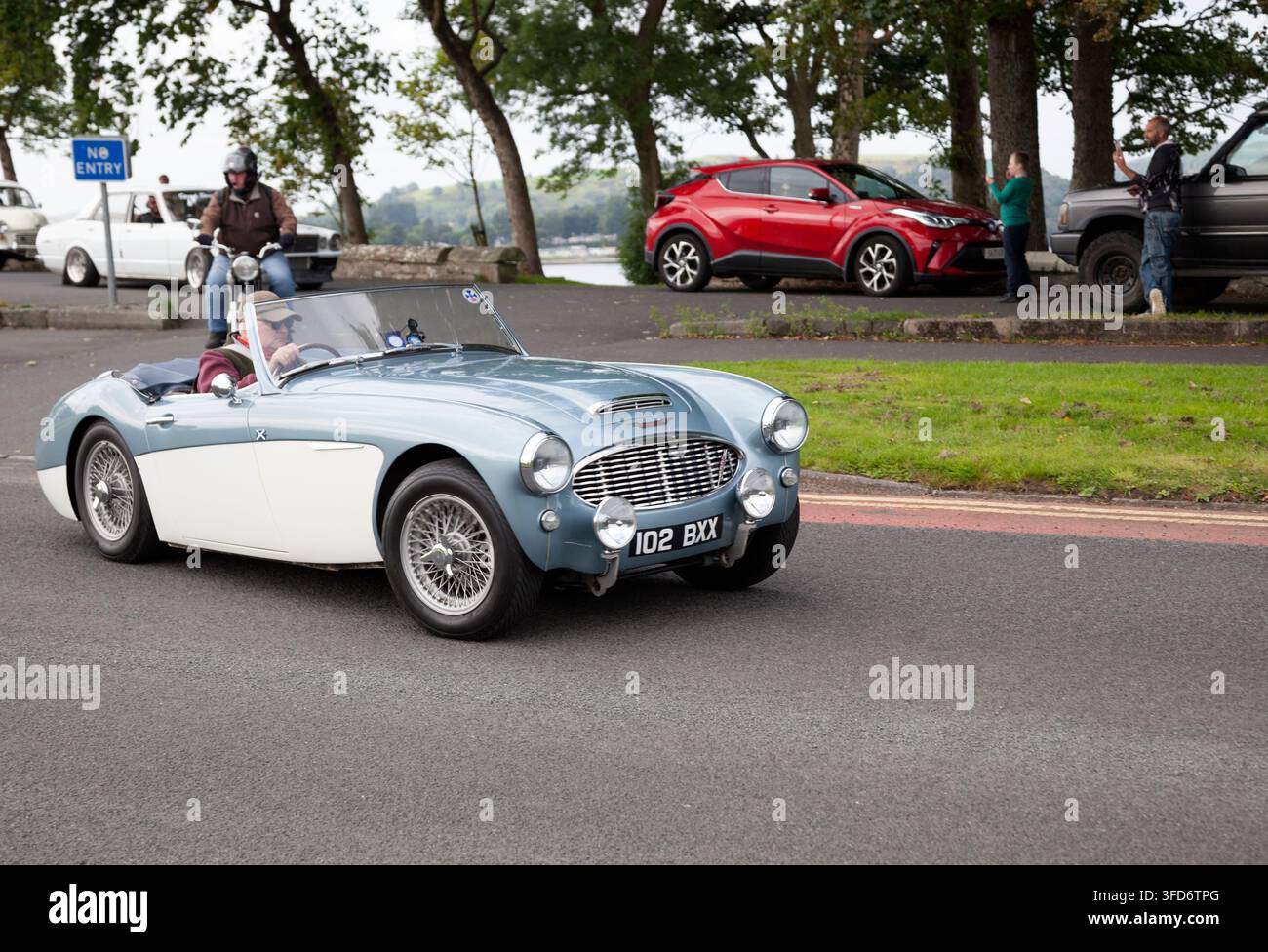 Austin Healey de 1961 à un salon de voitures classiques, Helensburgh, Écosse Banque D'Images