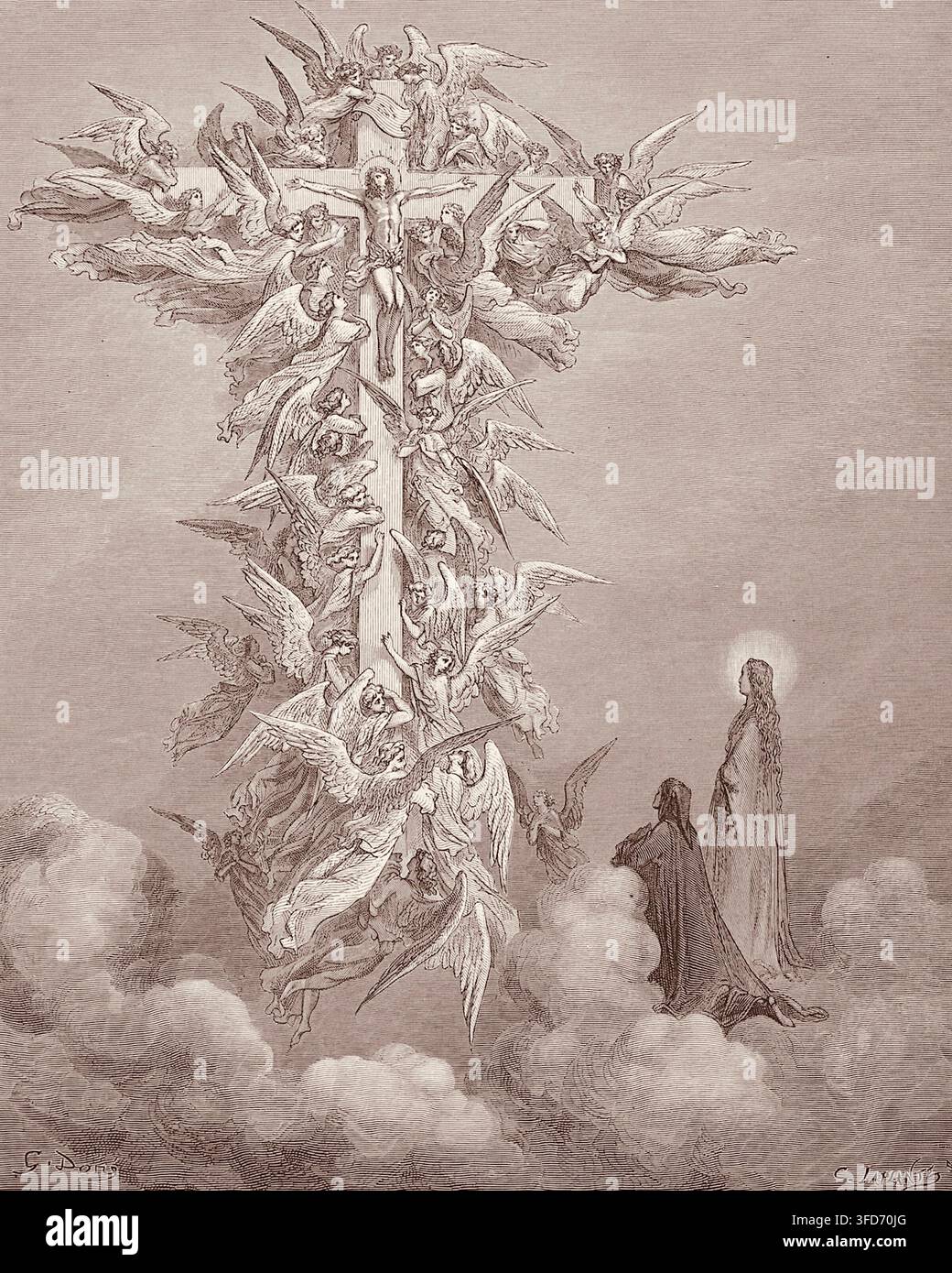 Gustave Doré - Dante Alighieri - La Divine Comédie - Le Paradis - La Vision de la Croix Banque D'Images