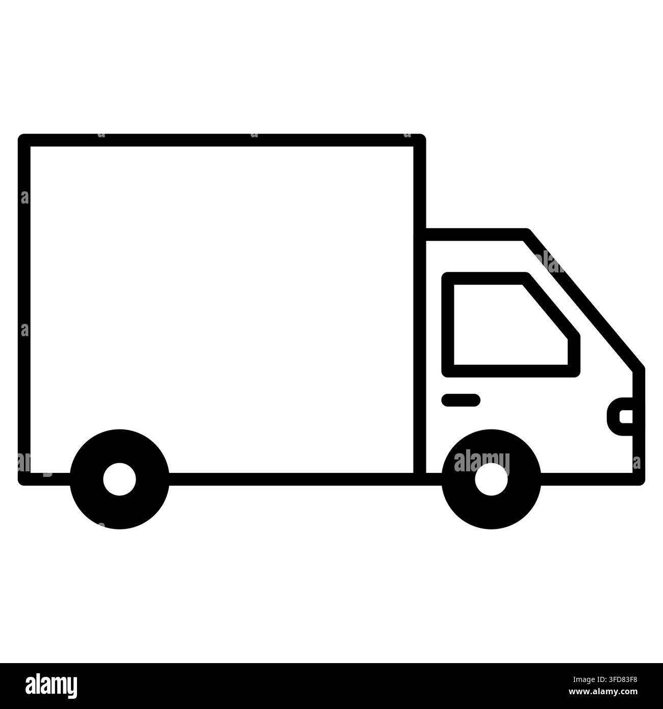 Camion de livraison fourgon noir icône vectorielle en ligne. eps 10. Illustration de Vecteur