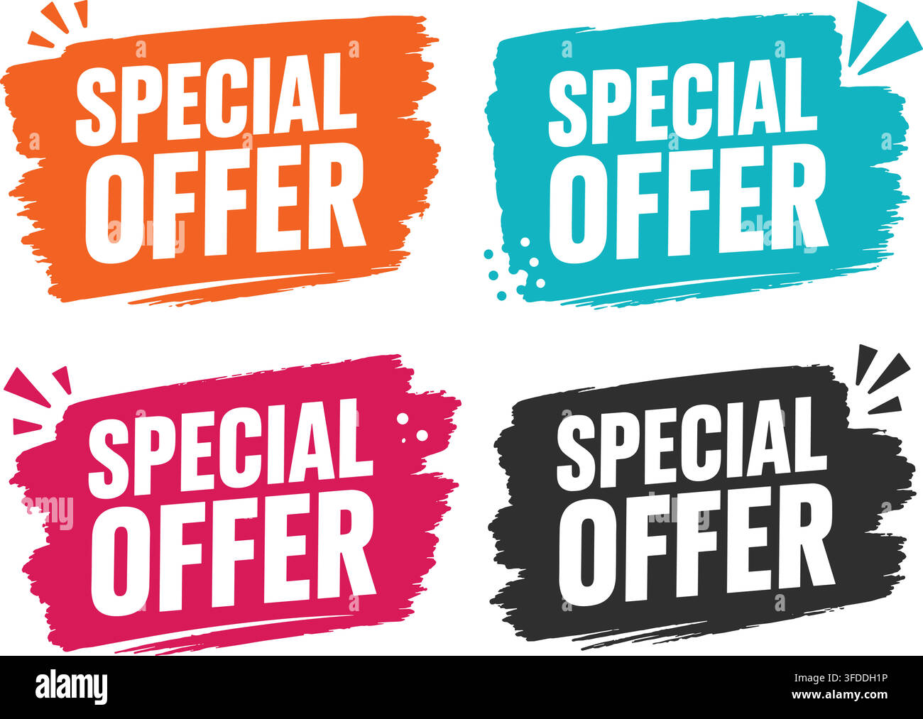 Typographie d'offre spéciale vibrante sur des éclaboussures de peinture artistiques pour un marketing de détail et des promotions à fort impact. Illustration de Vecteur