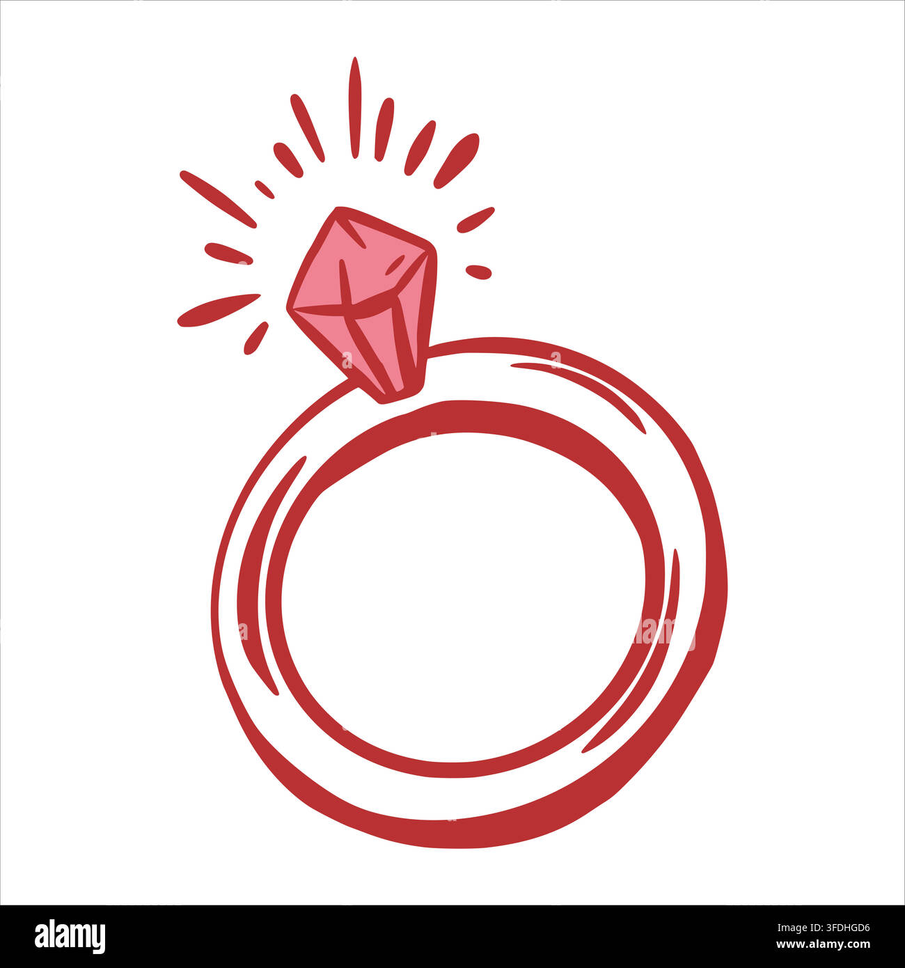 Image vectorielle d'une alliance avec un diamant étincelant. Un symbole d'amour éternel et de partenariat. Clip art minimaliste pour les supports de mariage, les cartes de vœux et les célébrations de fiançailles. Illustration de Vecteur