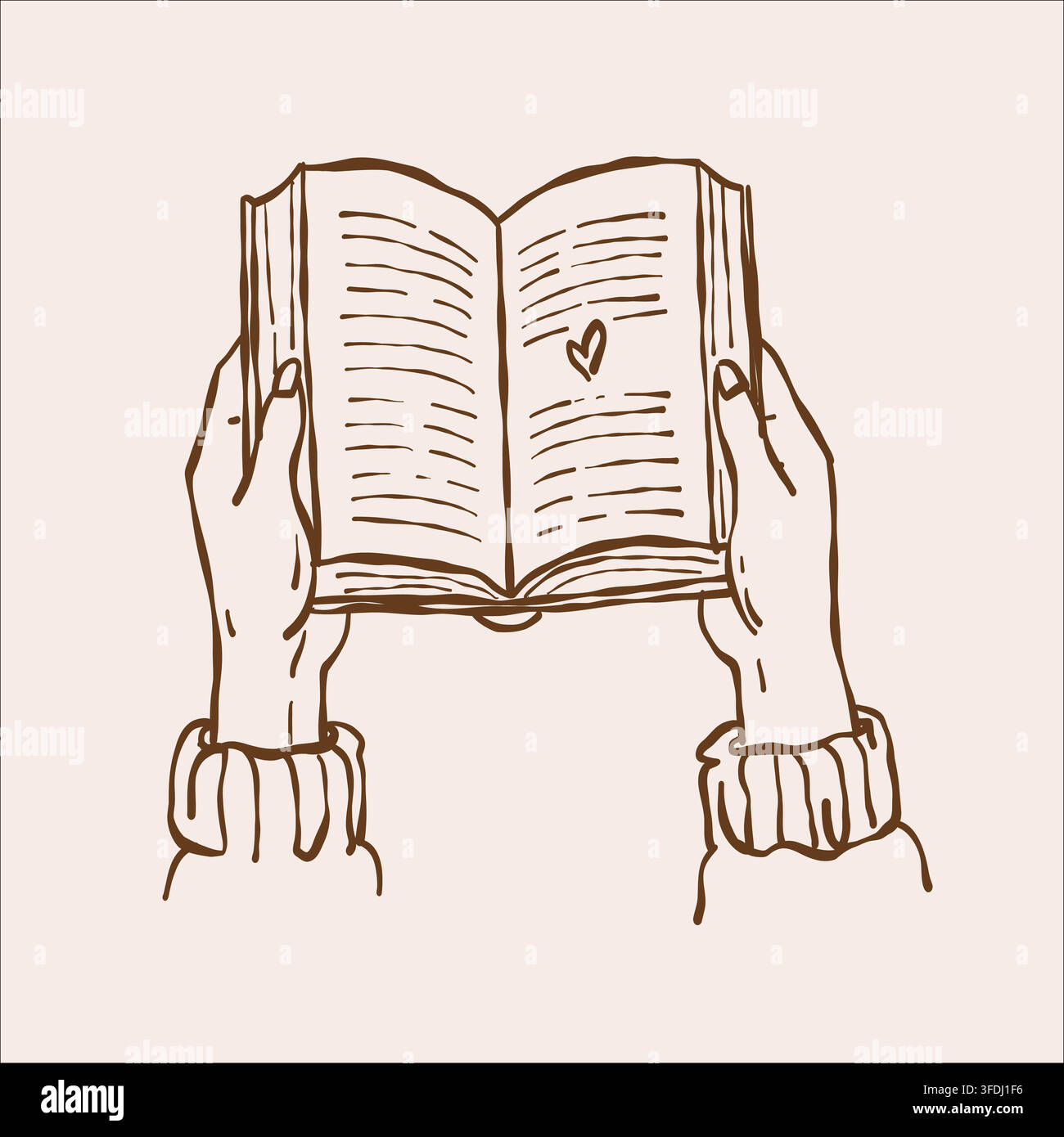 Mains de filles tenant un livre ouvert. Croquis sur le thème du livre de style vintage. Club de lecture féminin. Illustration vectorielle. Illustration de Vecteur