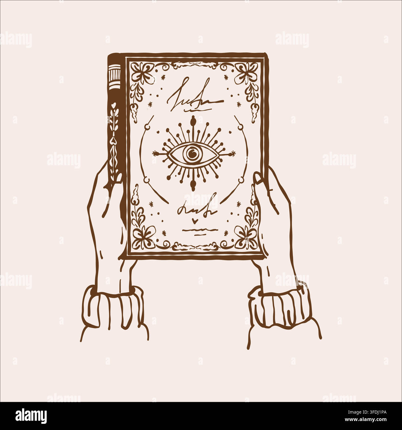 Mains de filles tenant un livre avec une belle couverture romantique. Croquis sur le thème des livres de style vintage. Club de lecture féminin. Illustration vectorielle. Illustration de Vecteur