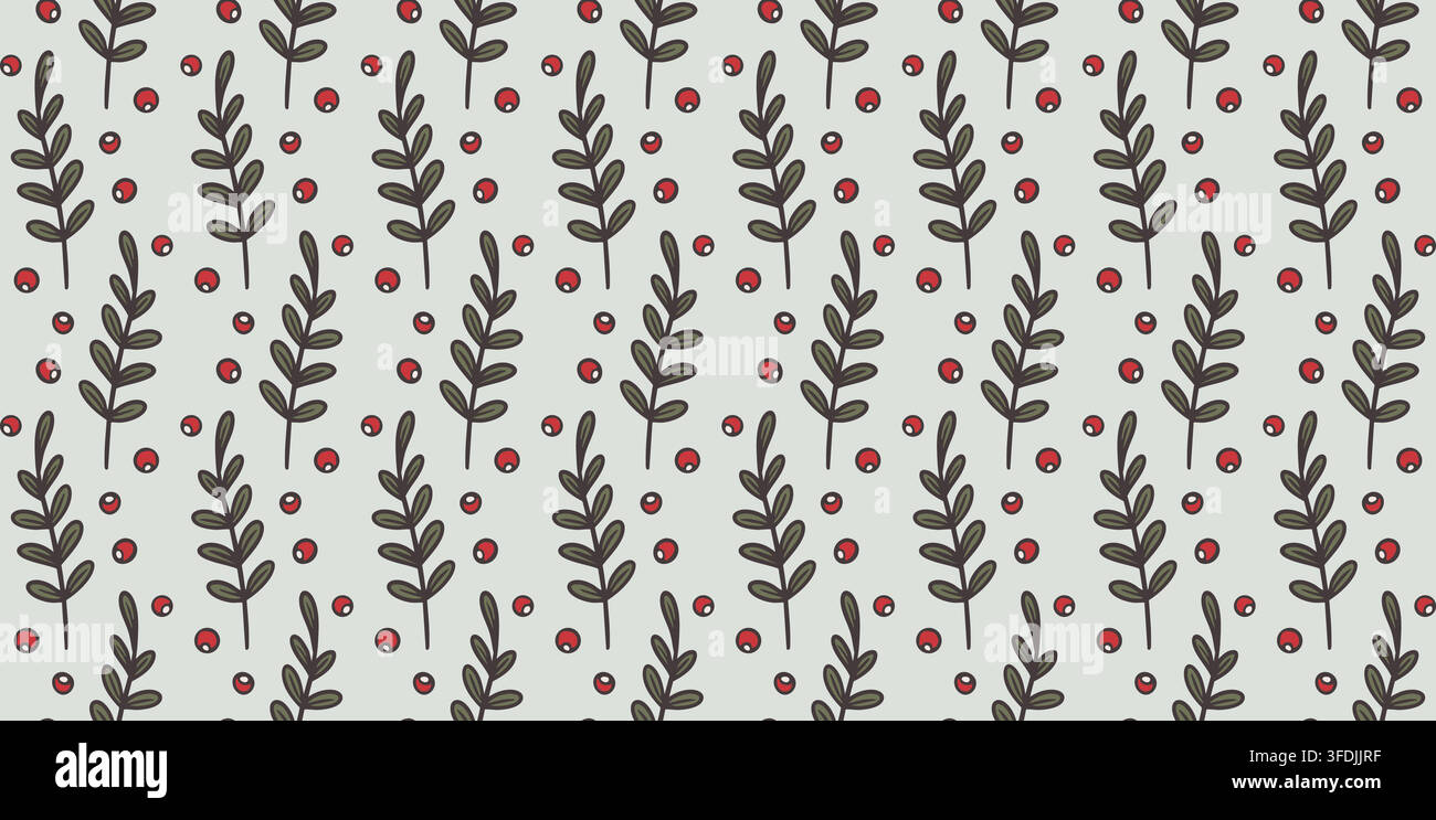 Motif sans couture baies d'hiver. Imprimé de papier peint branche botanique de Noël. Illustration vectorielle brindille Illustration de Vecteur